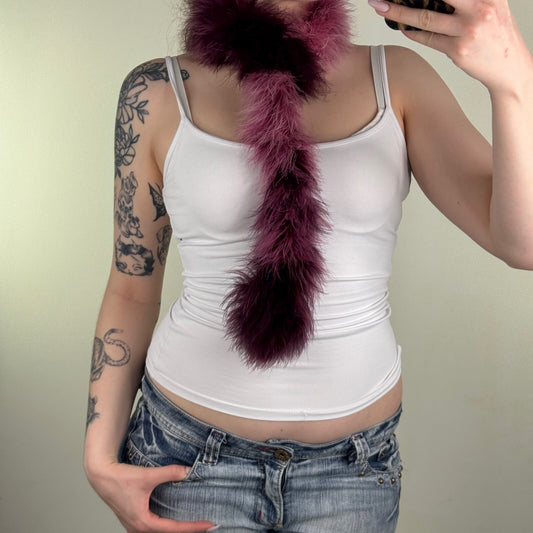 Y2K vintage feather scarf purple two tone ombre skinny thin