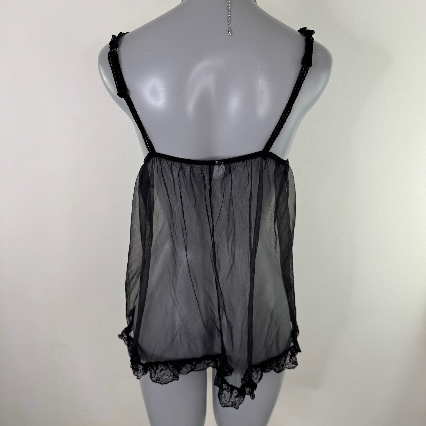 Y2K vintage mesh top babydoll sheer ruffle lace trim