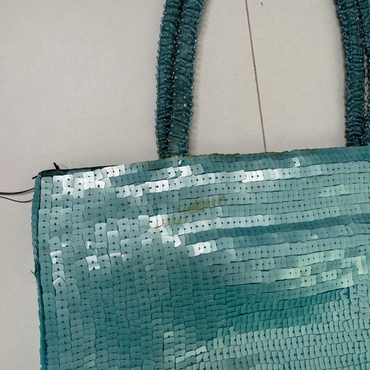 Y2K vintage sequin shoulder bag small turquoise blue beaded