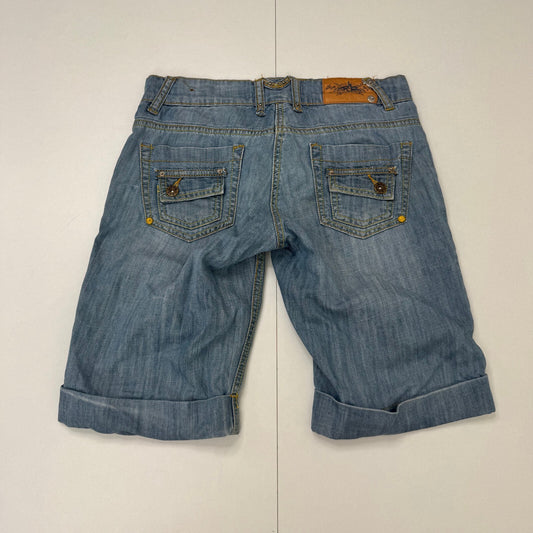Y2K vintage low rise capri jeans denim cropped baggy crop light blue wash cargo