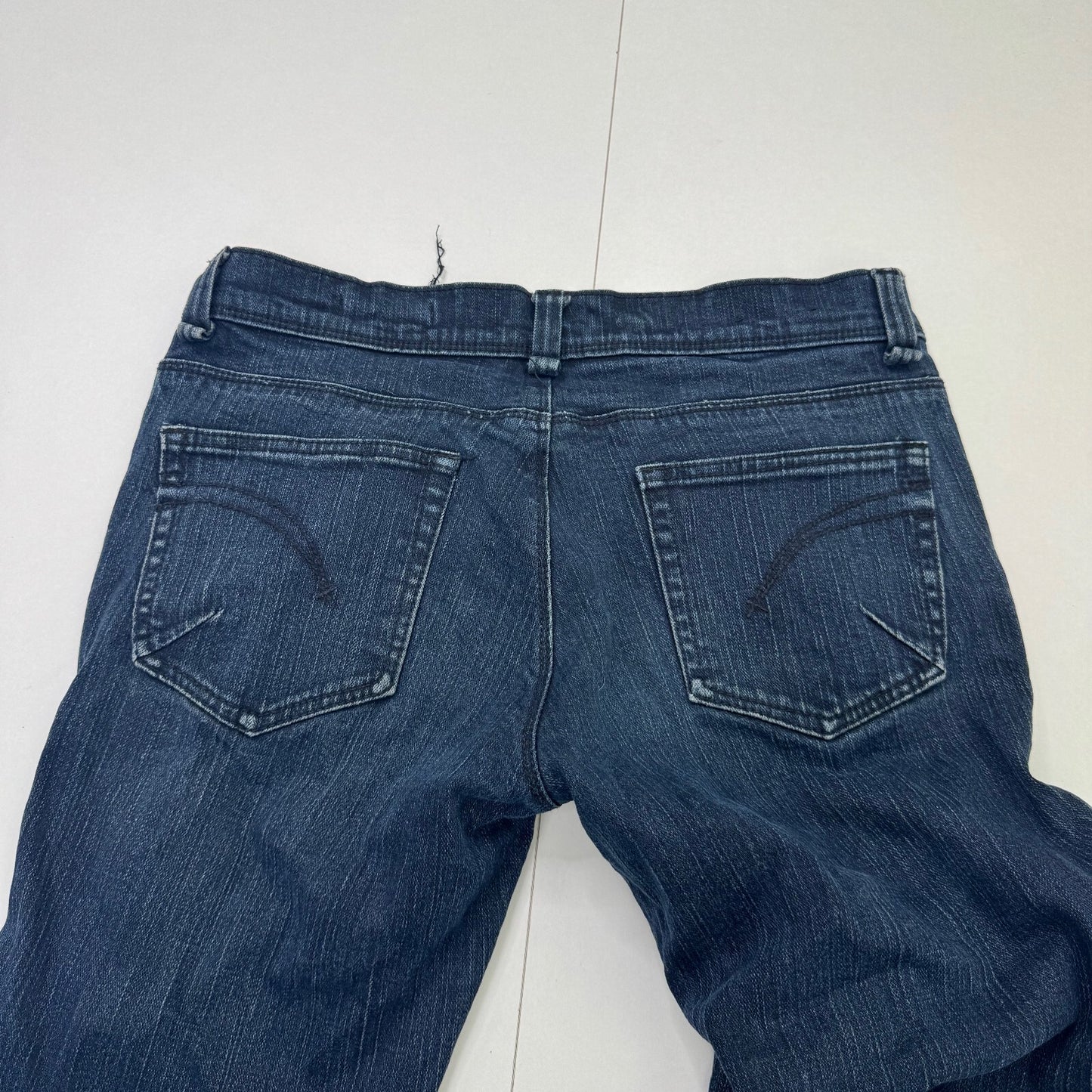 Y2K vintage bootcut denim jeans low rise stretchy dark blue wash flare