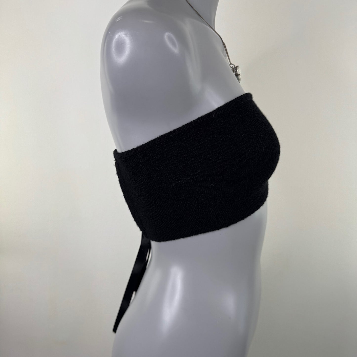 Y2K vintage Miss Sixty crop top bandeau open back lace up fine knit