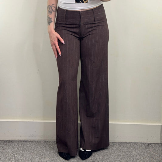 Y2K vintage tailored bootcut trousers pinstripe formal office mid rise wide leg