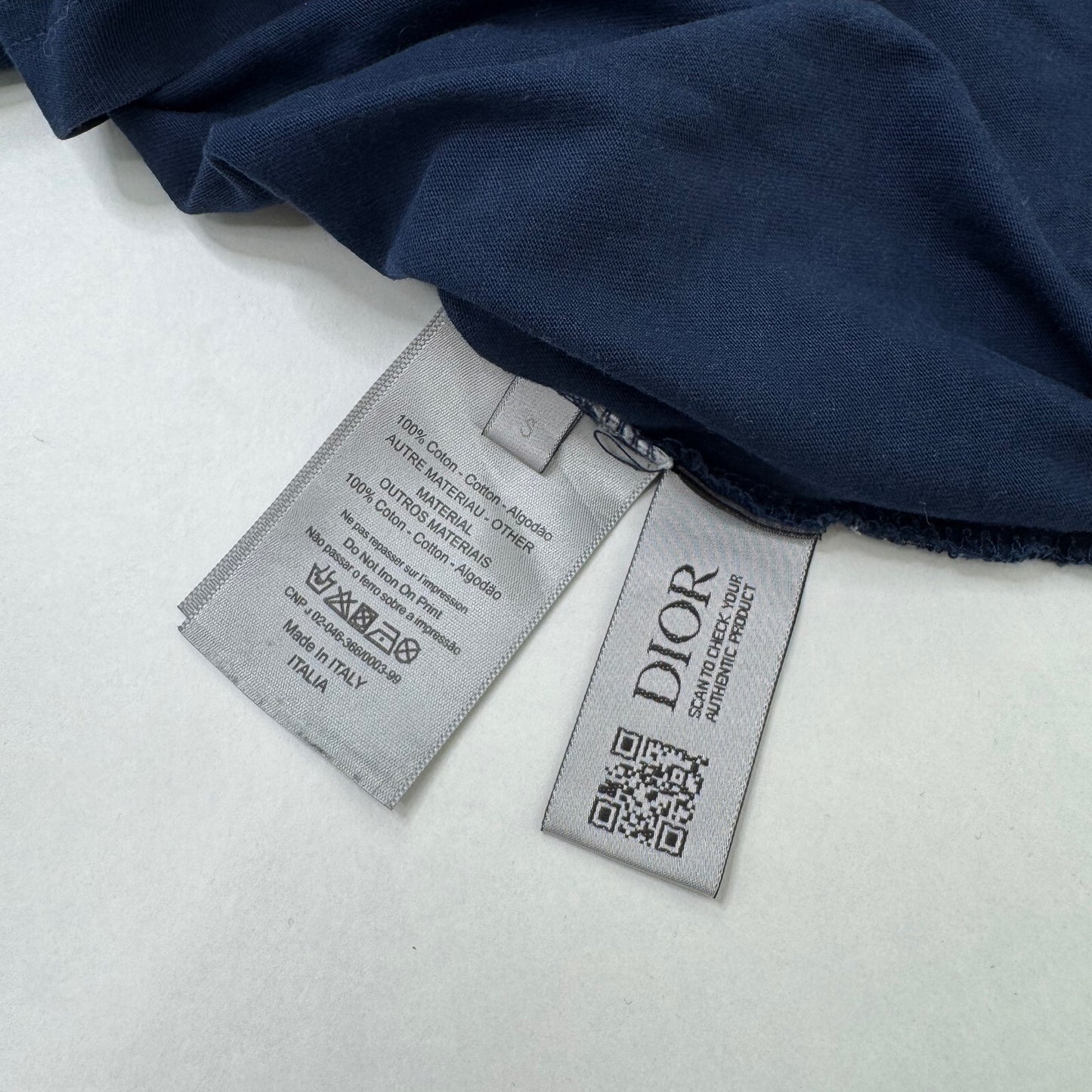 Christian Dior men's t shirt graphic print top navy colourblock