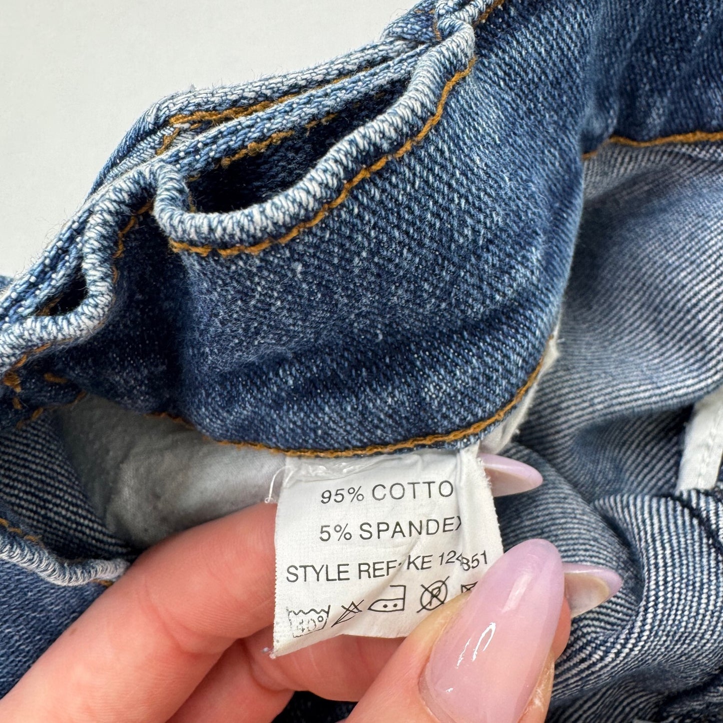 Y2K vintage mini skirt faded denim blue wash with belt stretchy
