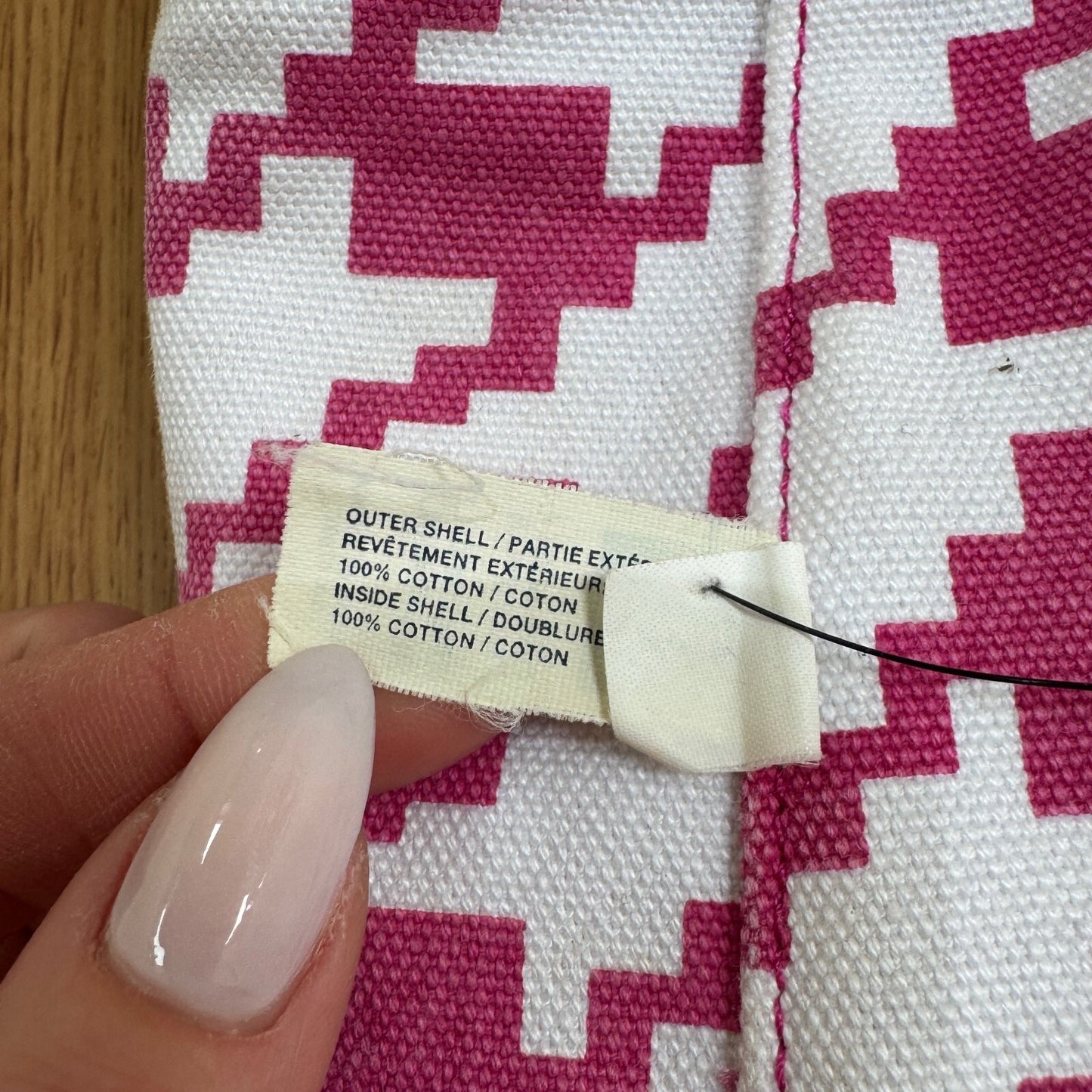 Y2K vintage Gap large tote canvas reversible houndstooth pouch pink white