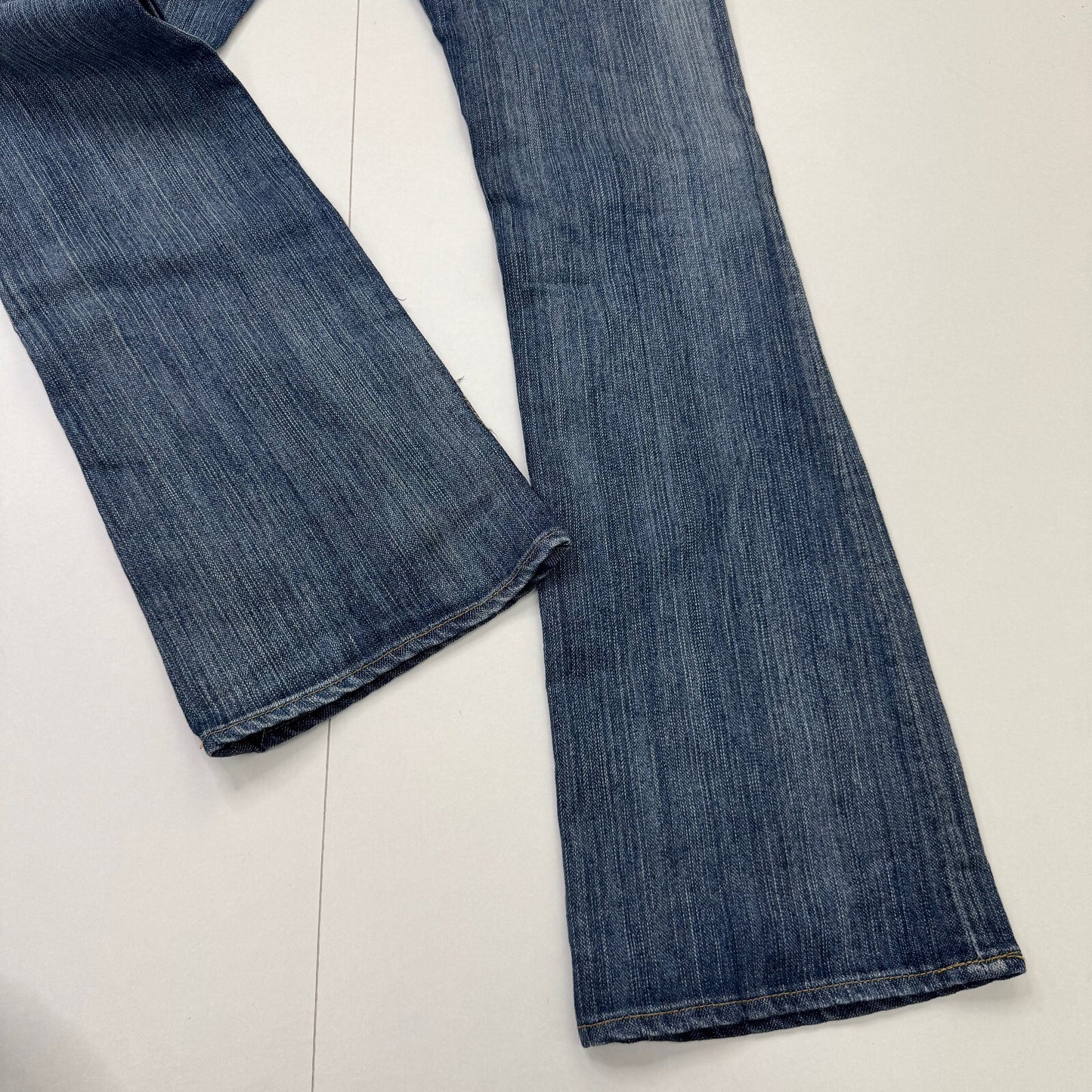 Y2K vintage Victoria Beckham bootcut denim jeans red crown faded low rise