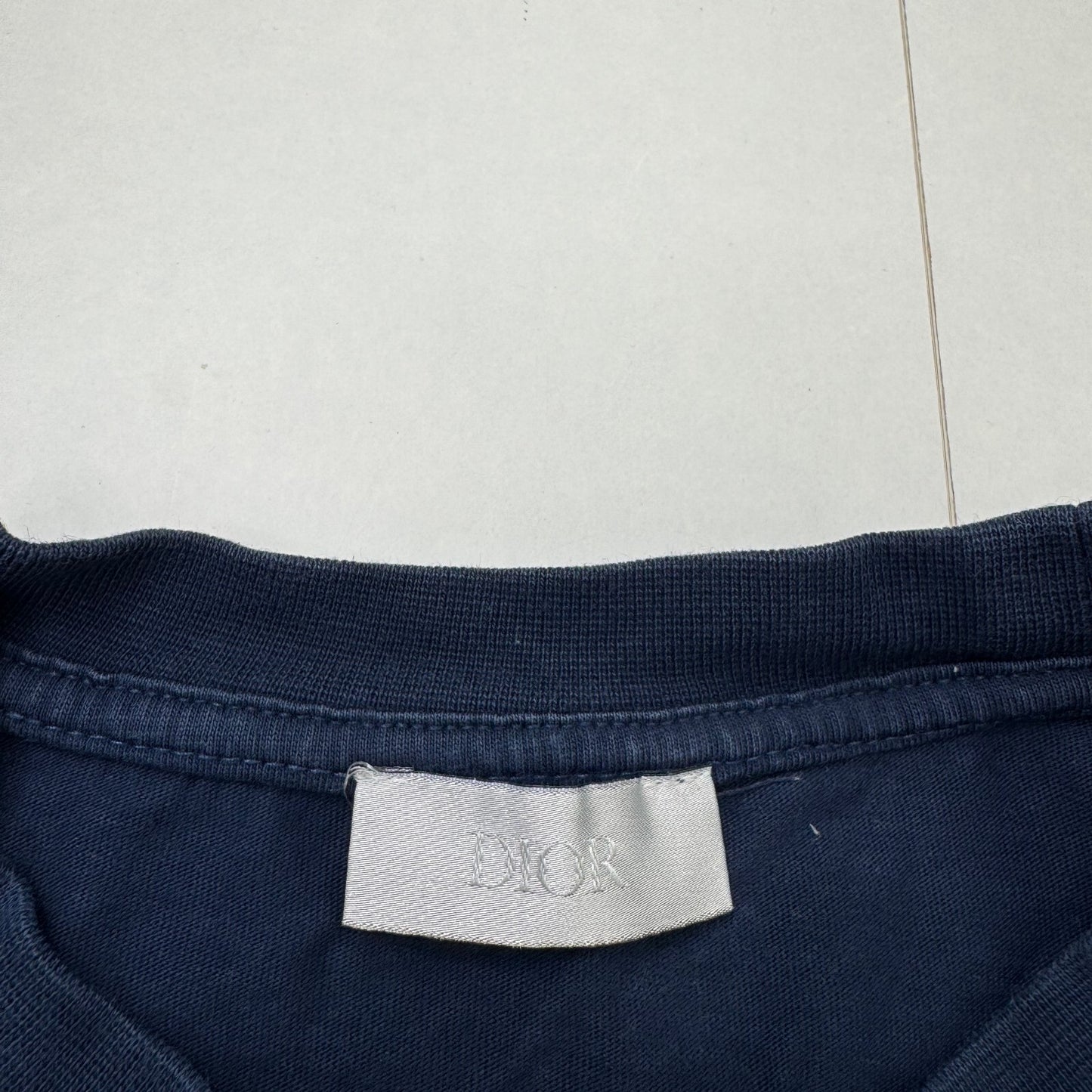 Christian Dior men's t shirt graphic print top navy colourblock