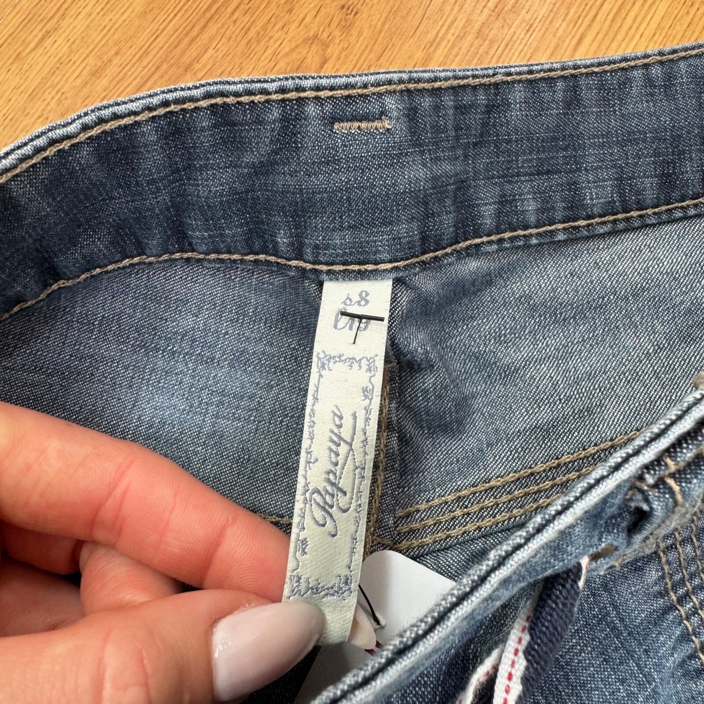 Y2K vintage capri jeans denim cropped low rise stripe toggles cargo pockets