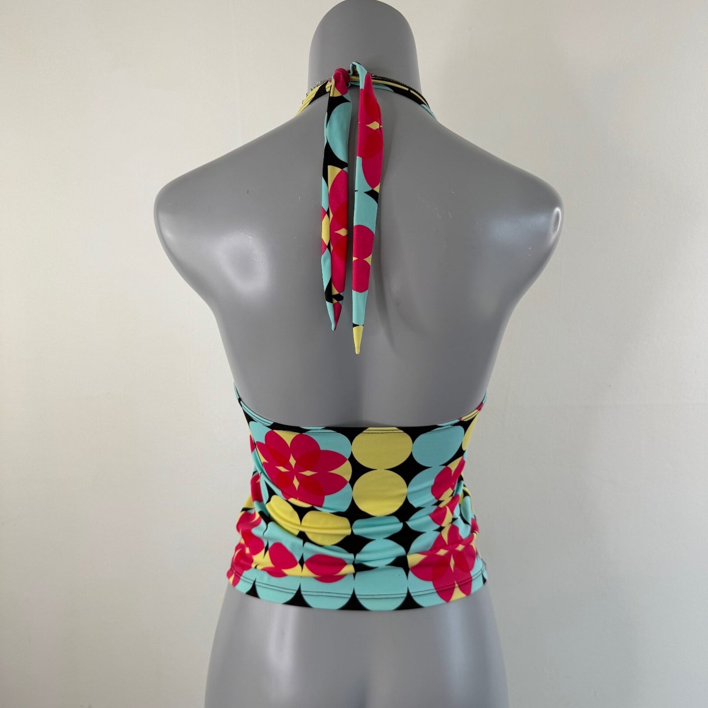 Y2K vintage tankini top halter neck abstract pattern