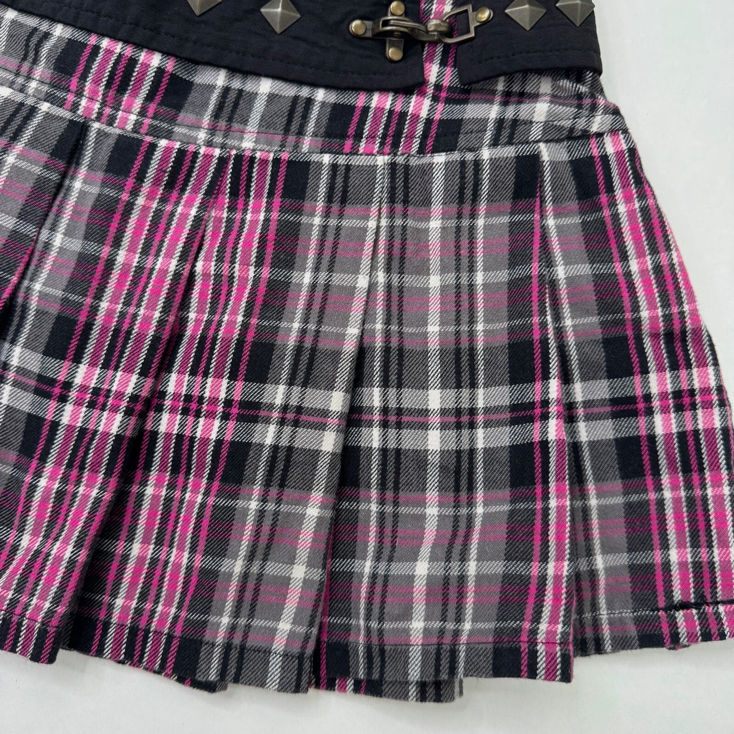 Y2K vintage Abbey Dawn by Avril Lavigne mini skirt tartan check pleated studded