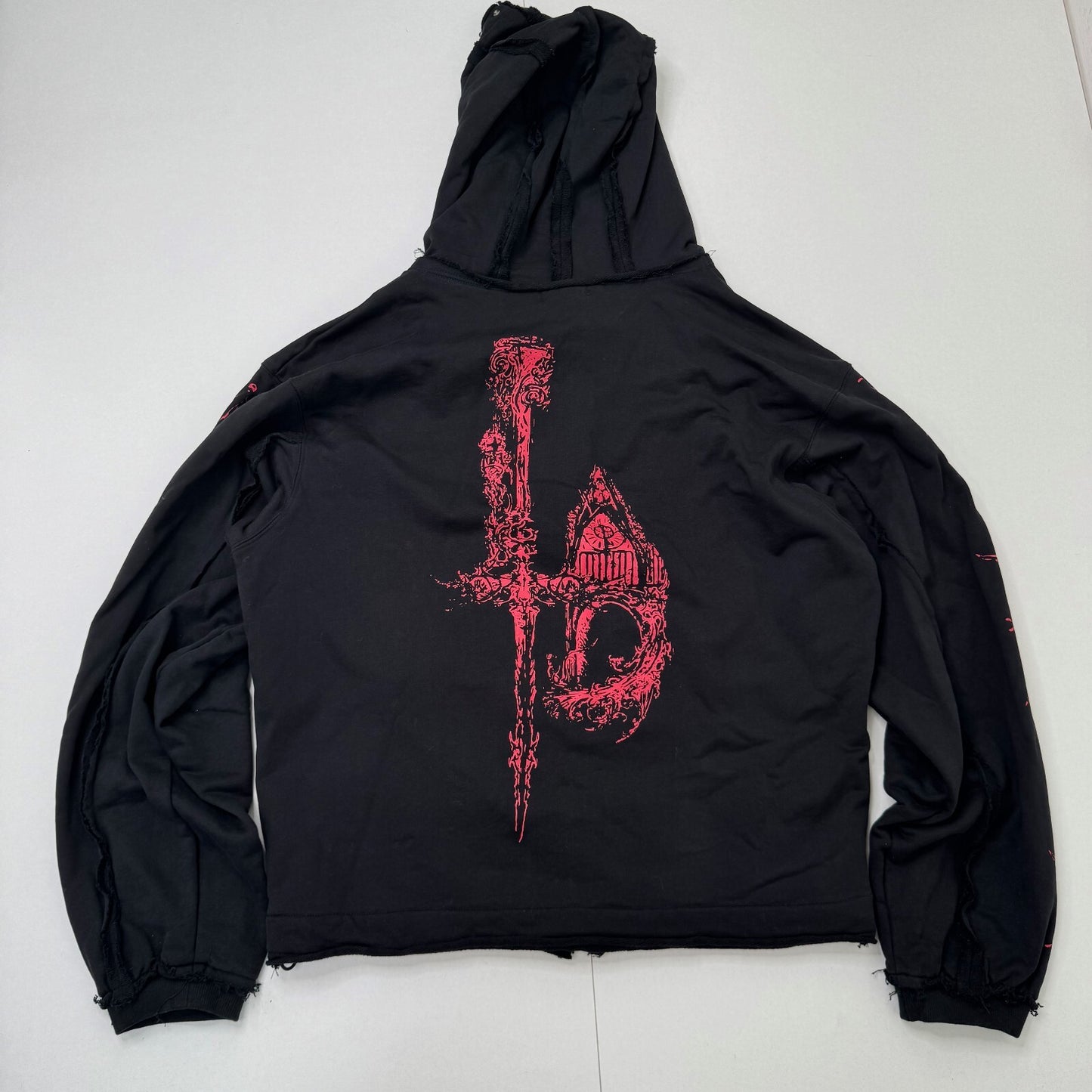 Thug Club dragon hoodie zip up studded red black graphic print