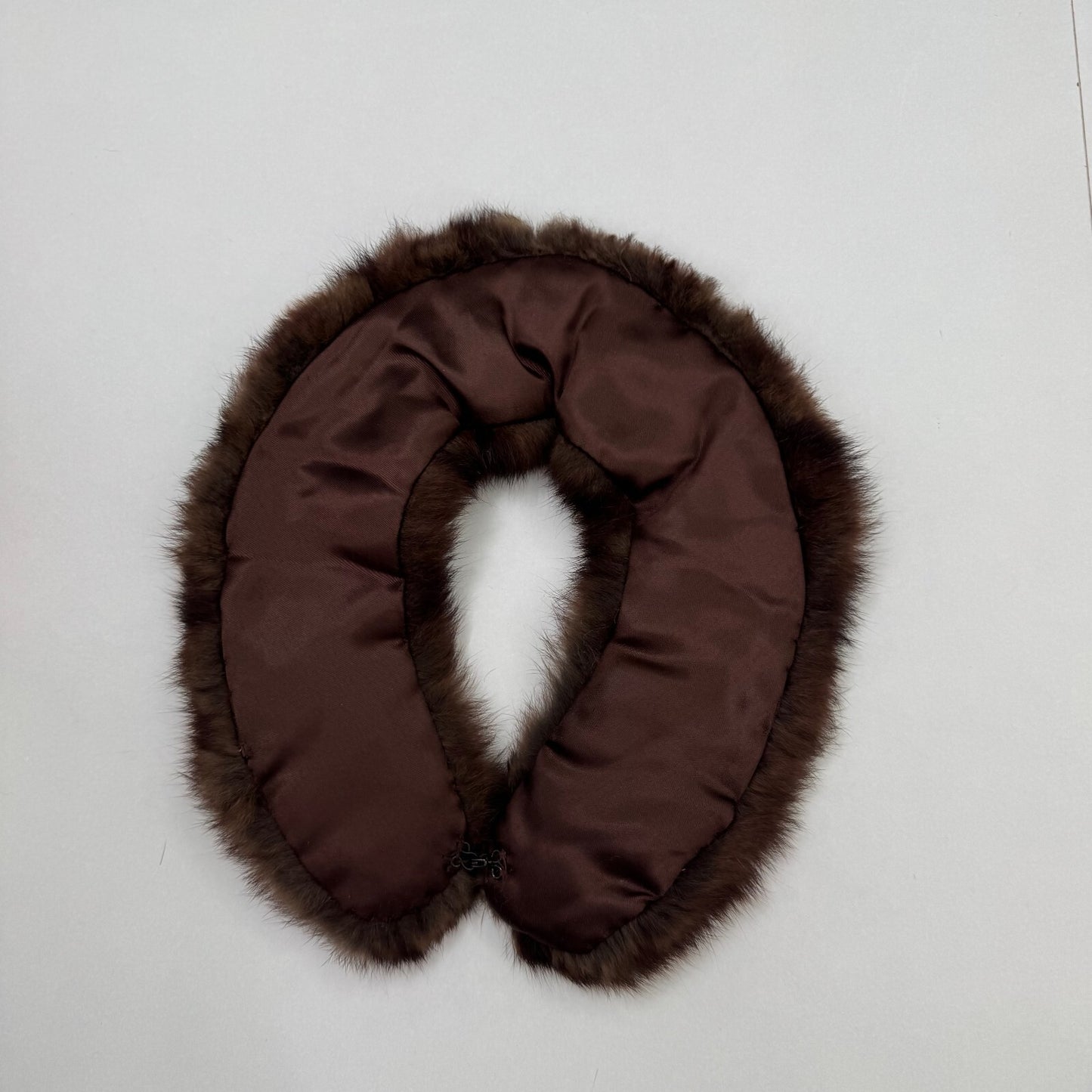 Vintage genuine fur collar trim scarf brown stripe