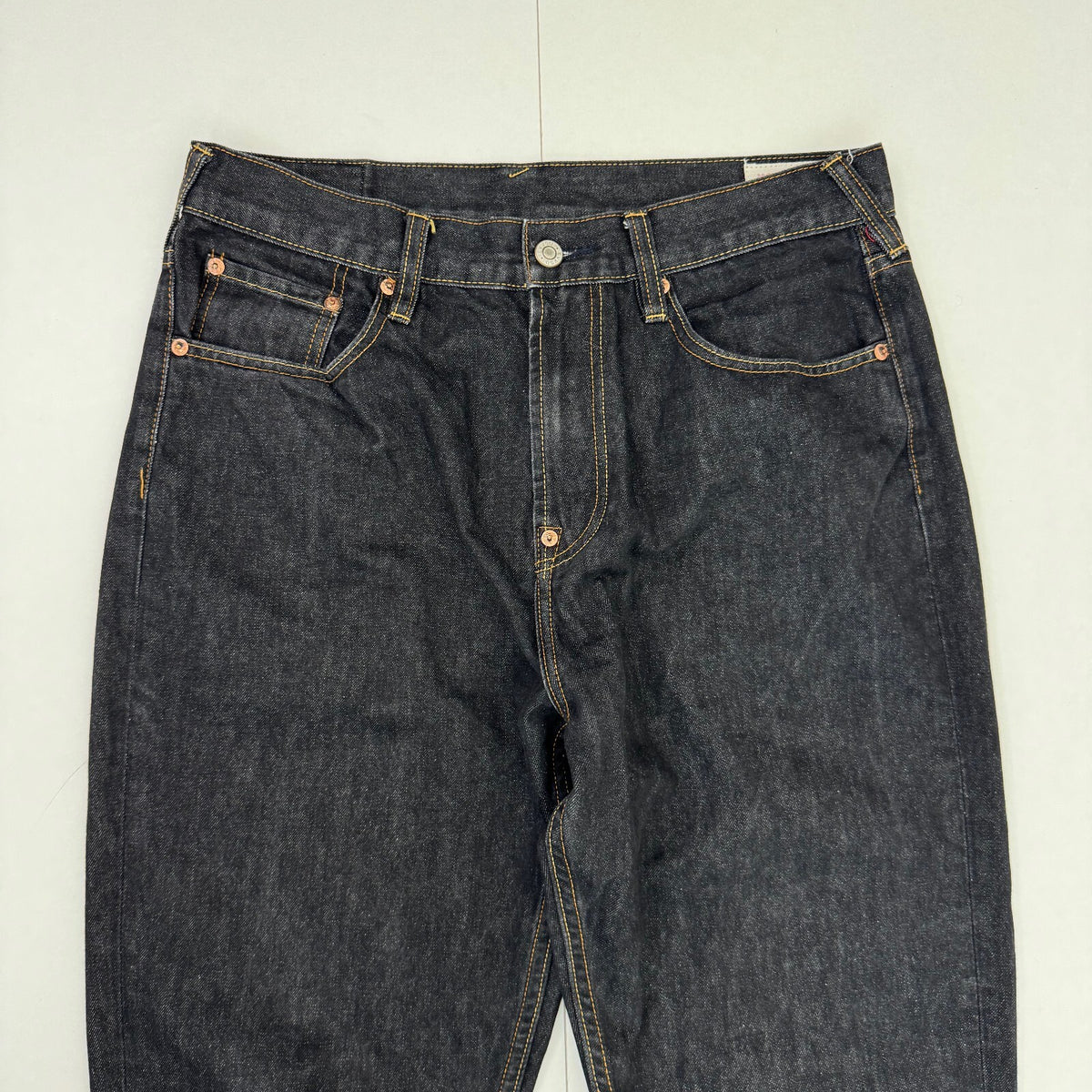 Y2K Vintage Evisu White Daicock Kamon Selvedge Jeans Dark Indigo Denim