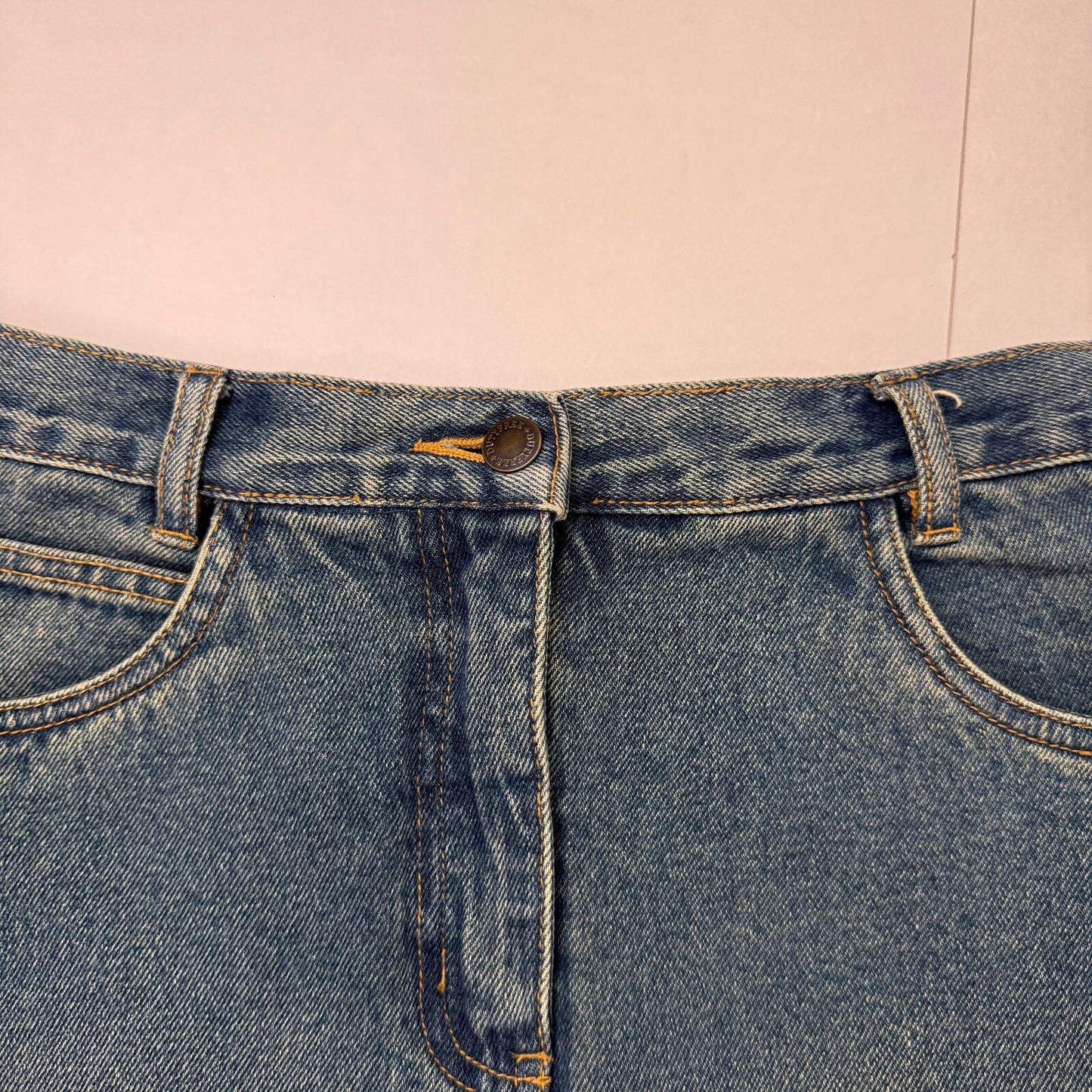 Y2K vintage midi skirt faded denim dirty blue wash