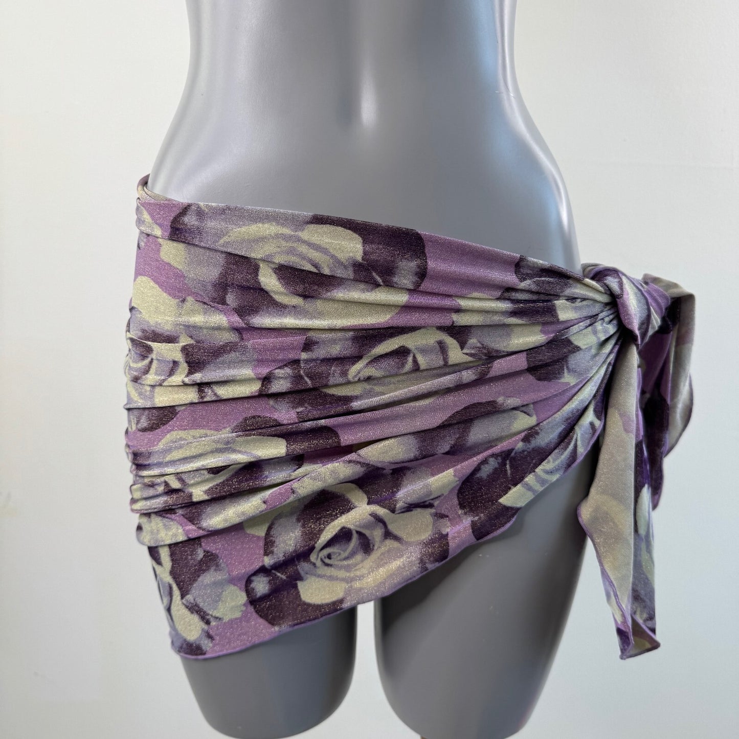 Y2K vintage sarong cover up beach swim rose floral pattern sparkly