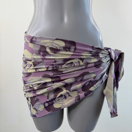 Y2K vintage sarong cover up beach swim rose floral pattern sparkly