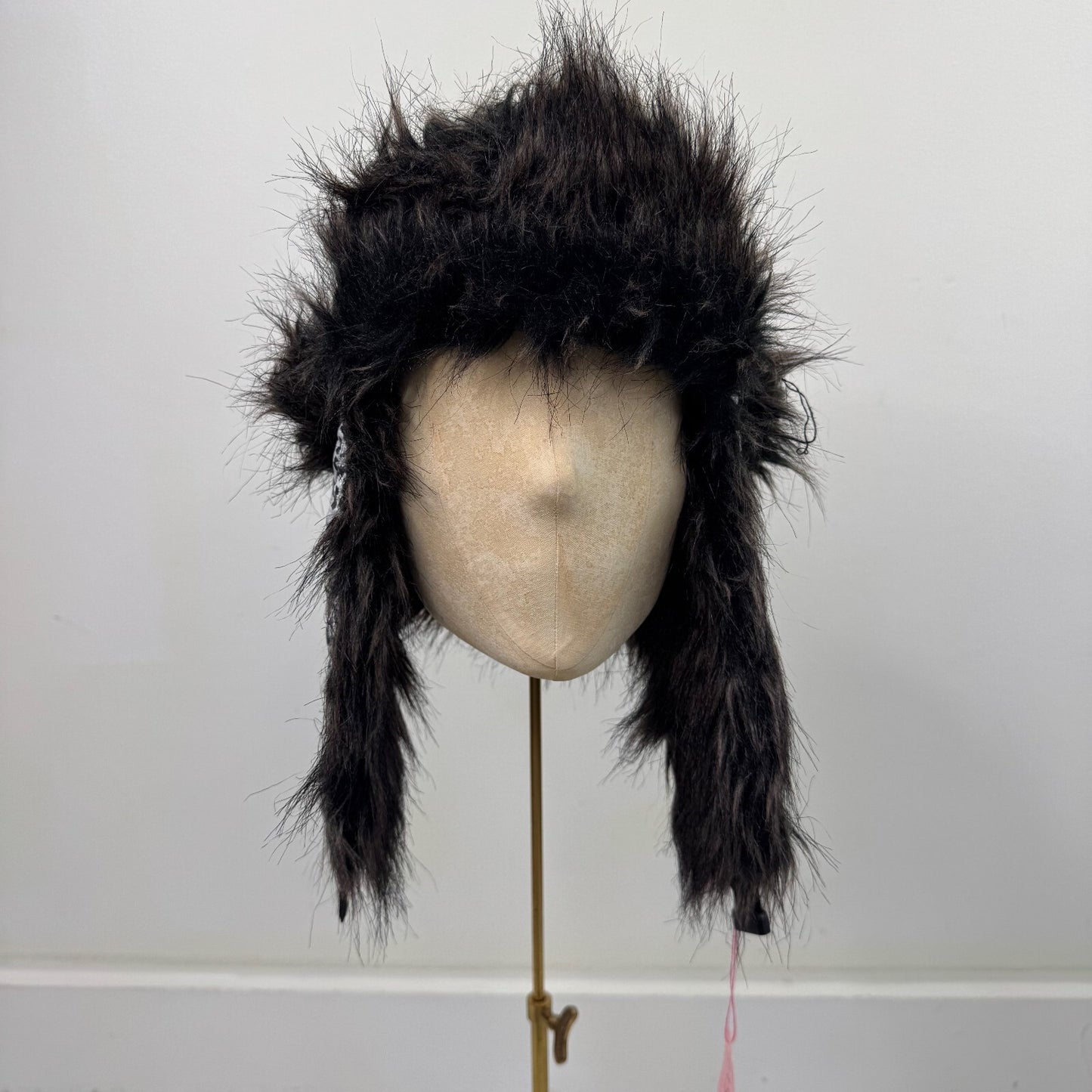 Y2K vintage trapper hat faux fur leopard print quilted black white unisex