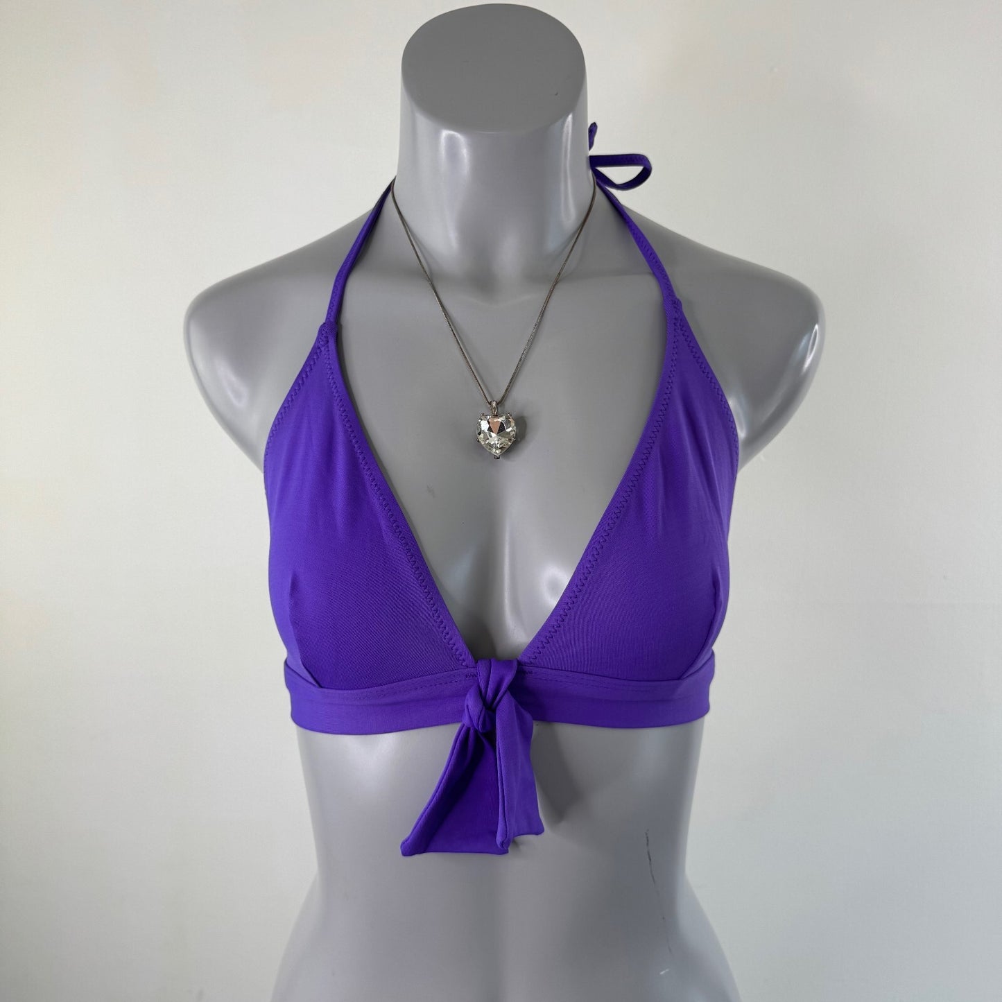 Y2K vintage bikini top halter neck tie bow purple
