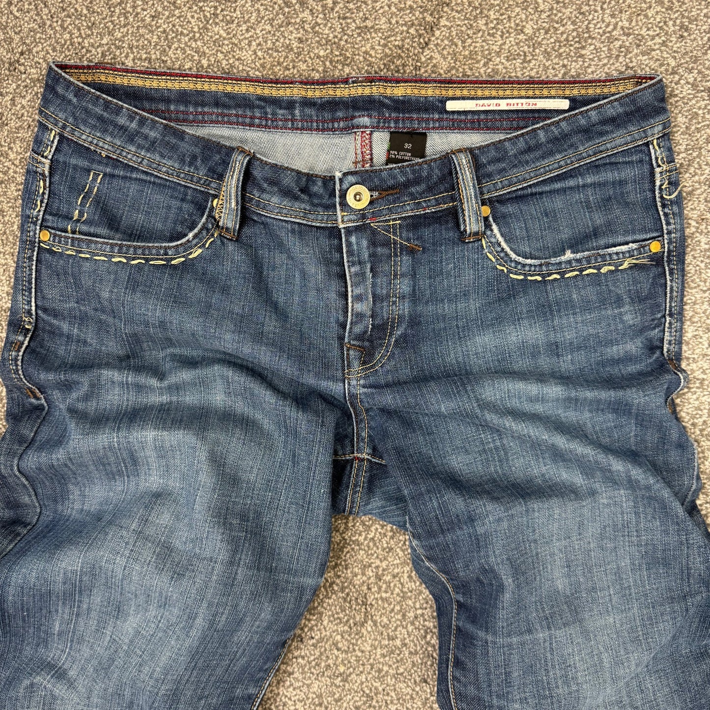 Y2K vintage bootcut denim jeans embroidery dark faded wash sequin distressed