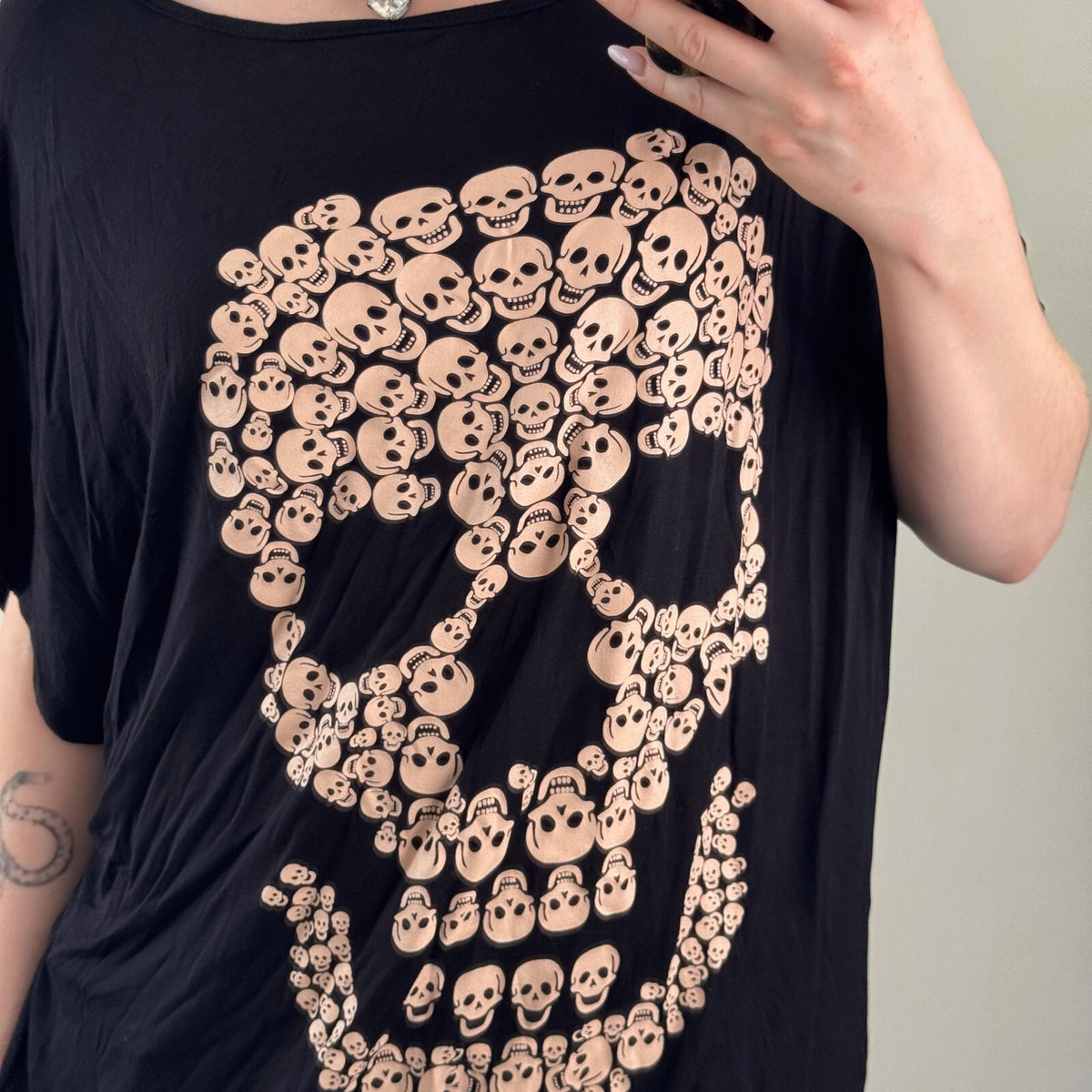 Y2K vintage batwing t-shirt short sleeve top skull graphic print baggy slouchy