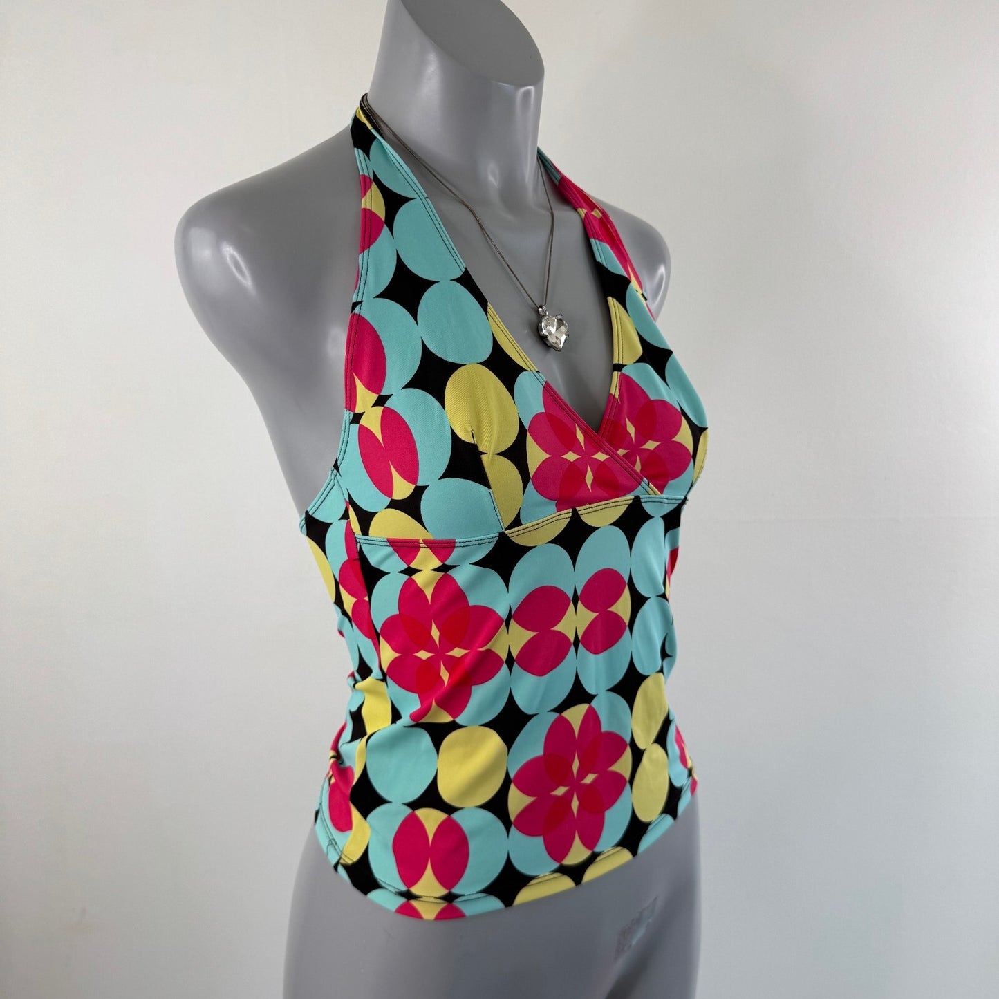 Y2K vintage tankini top halter neck abstract pattern