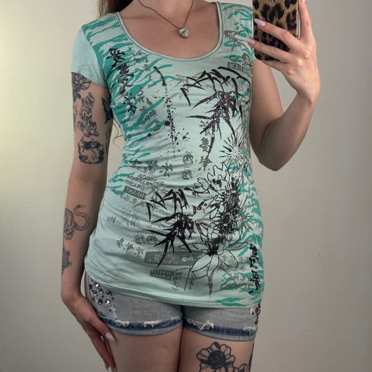Y2K vintage Jane Norman t-shirt short sleeve top graphic print sparkly text