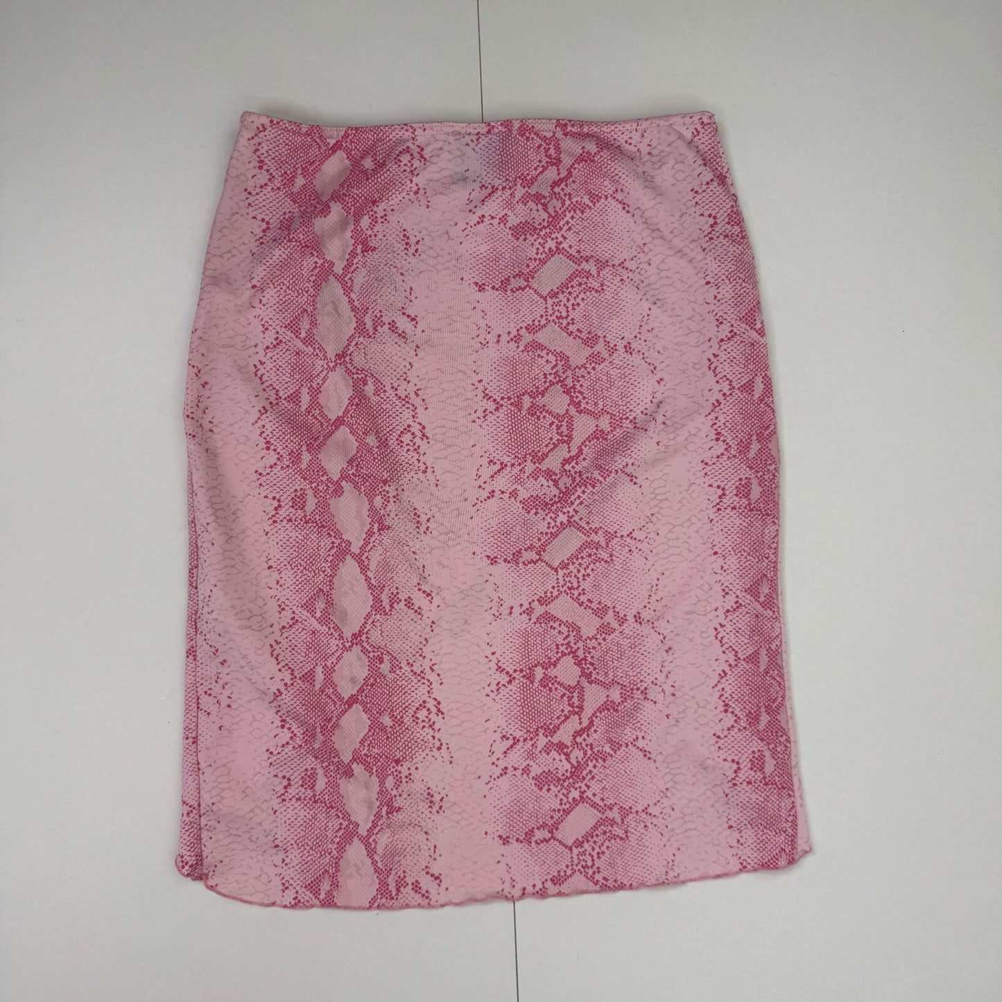 Y2K vintage mini skirt snakeskin bodycon asymmetrical lettuce hem stretchy