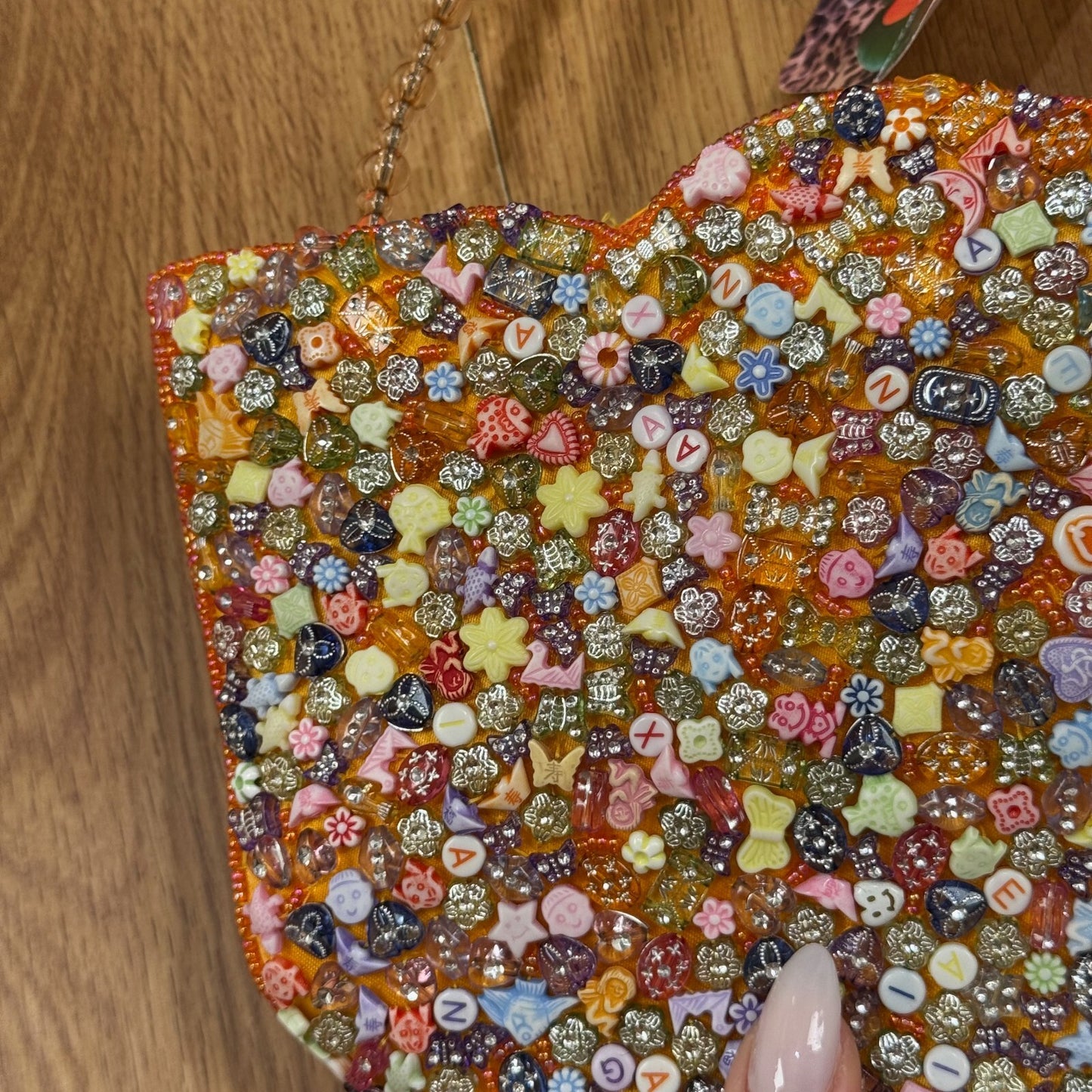 Y2K vintage handbag beaded embellished orange multi
