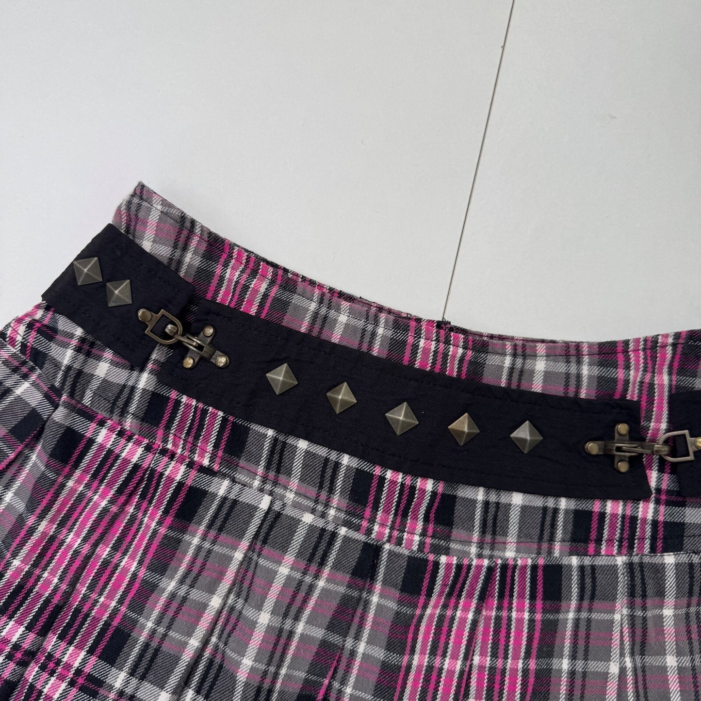 Y2K vintage Abbey Dawn by Avril Lavigne mini skirt tartan check pleated studded