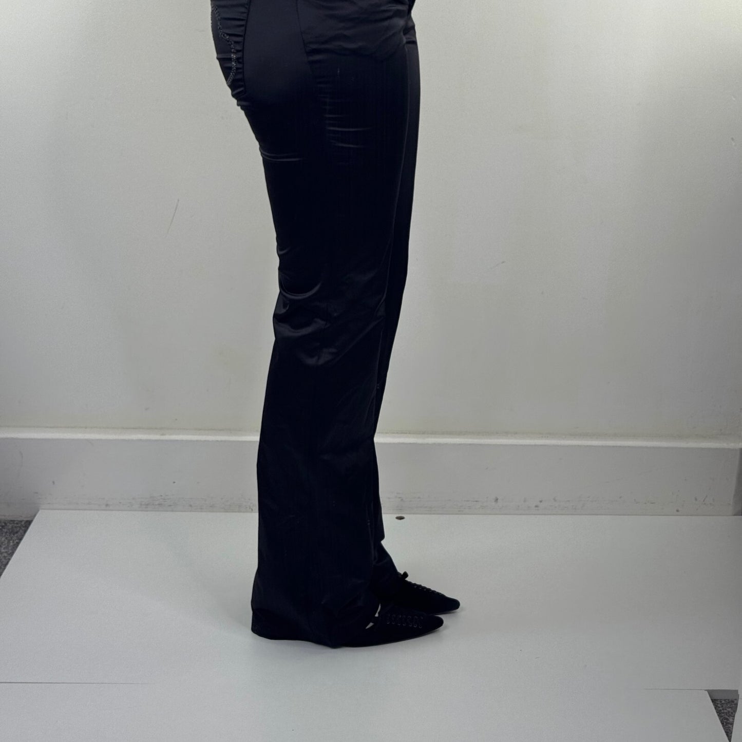 Y2K vintage Moschino Jeans bootcut trousers formal low rise satin hearts