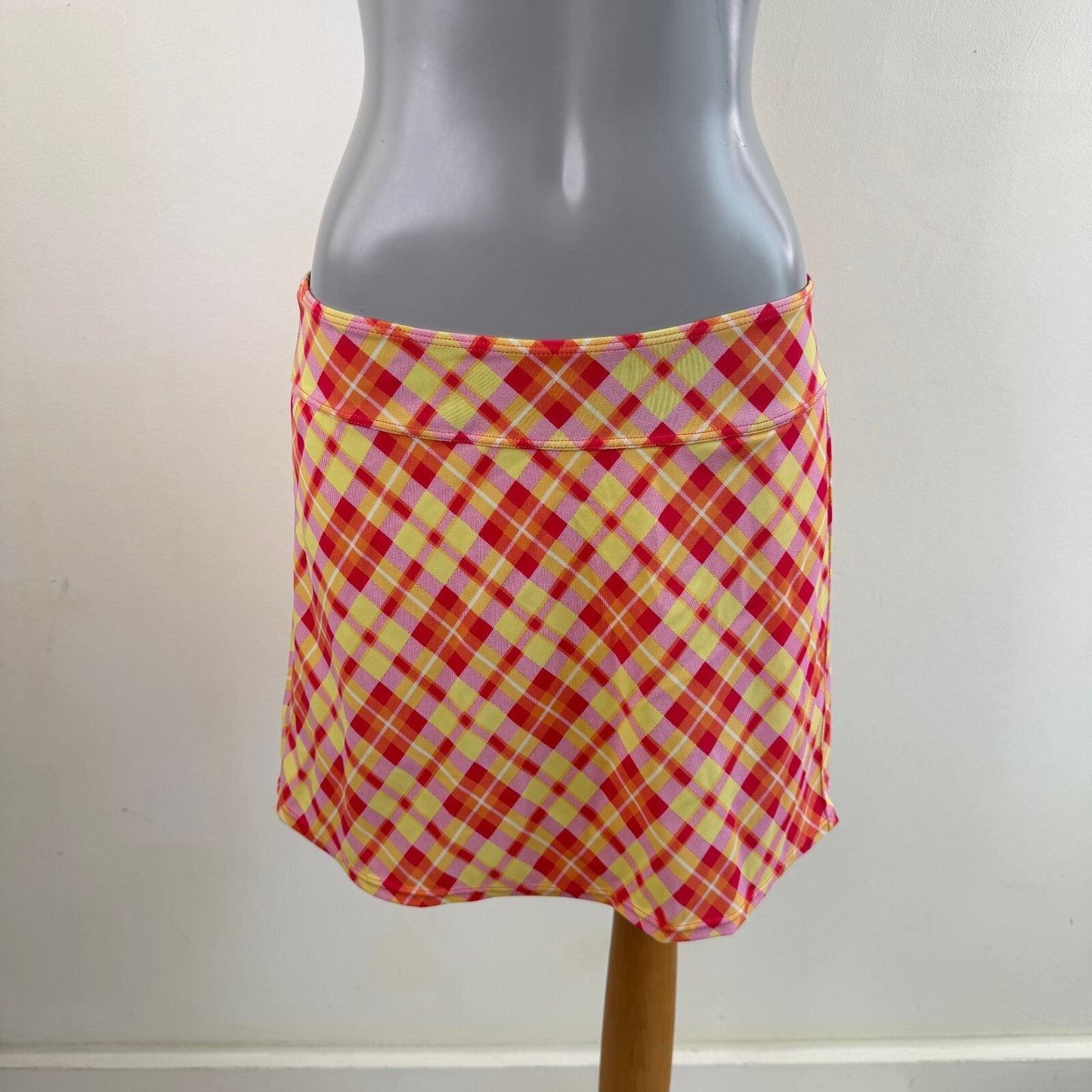 Y2K vintage swim mini skirt cover up tartan check print