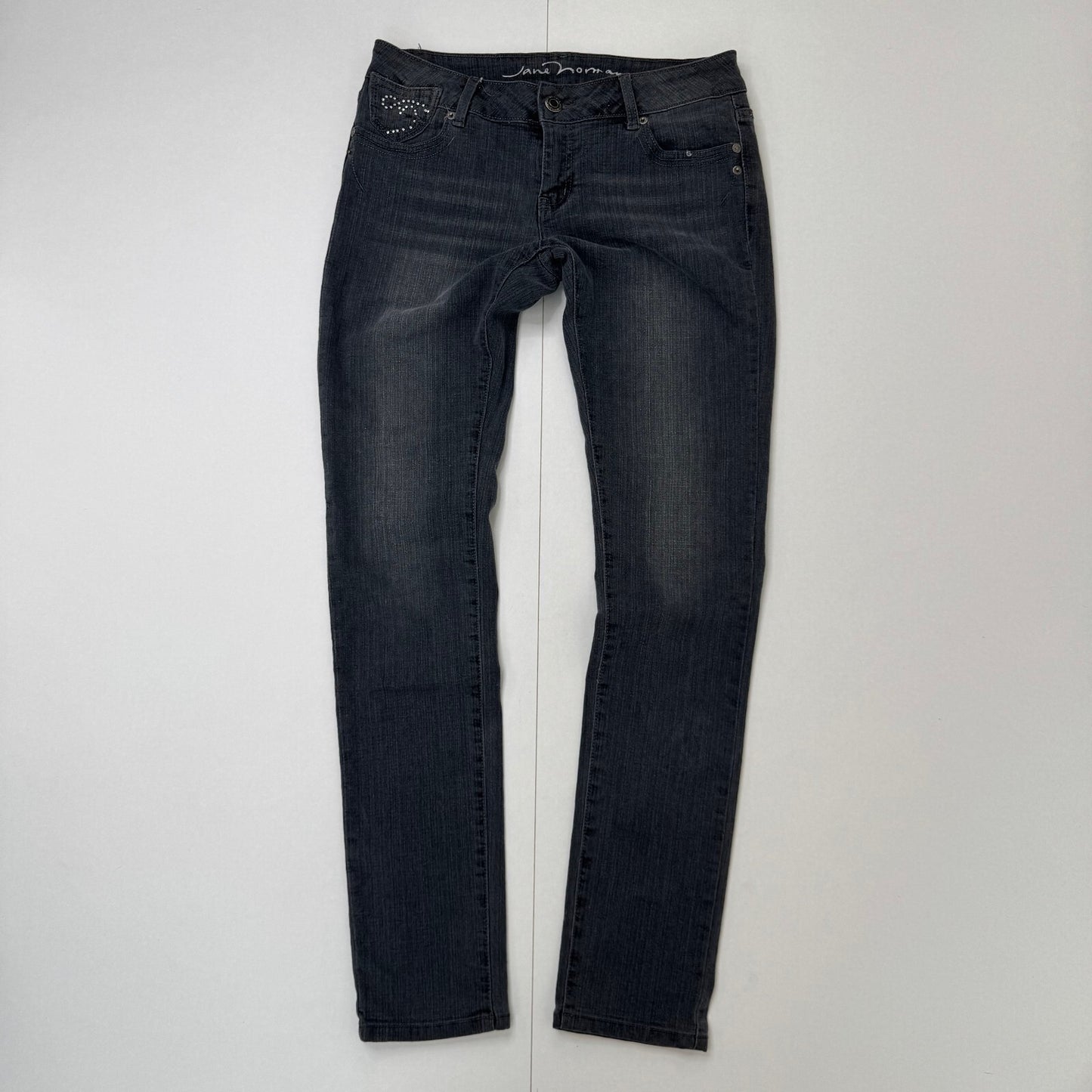 Vintage Jane Norman low rise denim jeans skinny stretchy rhinestone