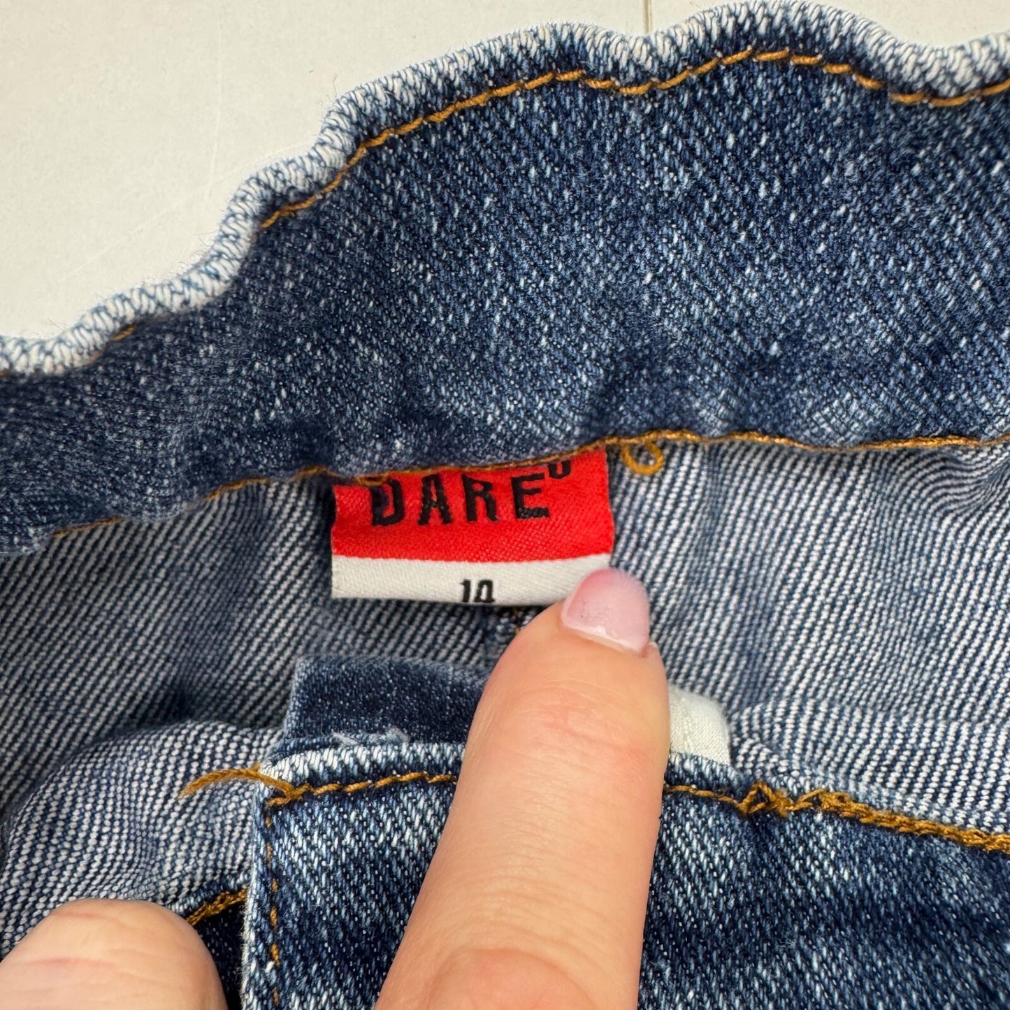 Y2K vintage mini skirt faded denim blue wash with belt stretchy