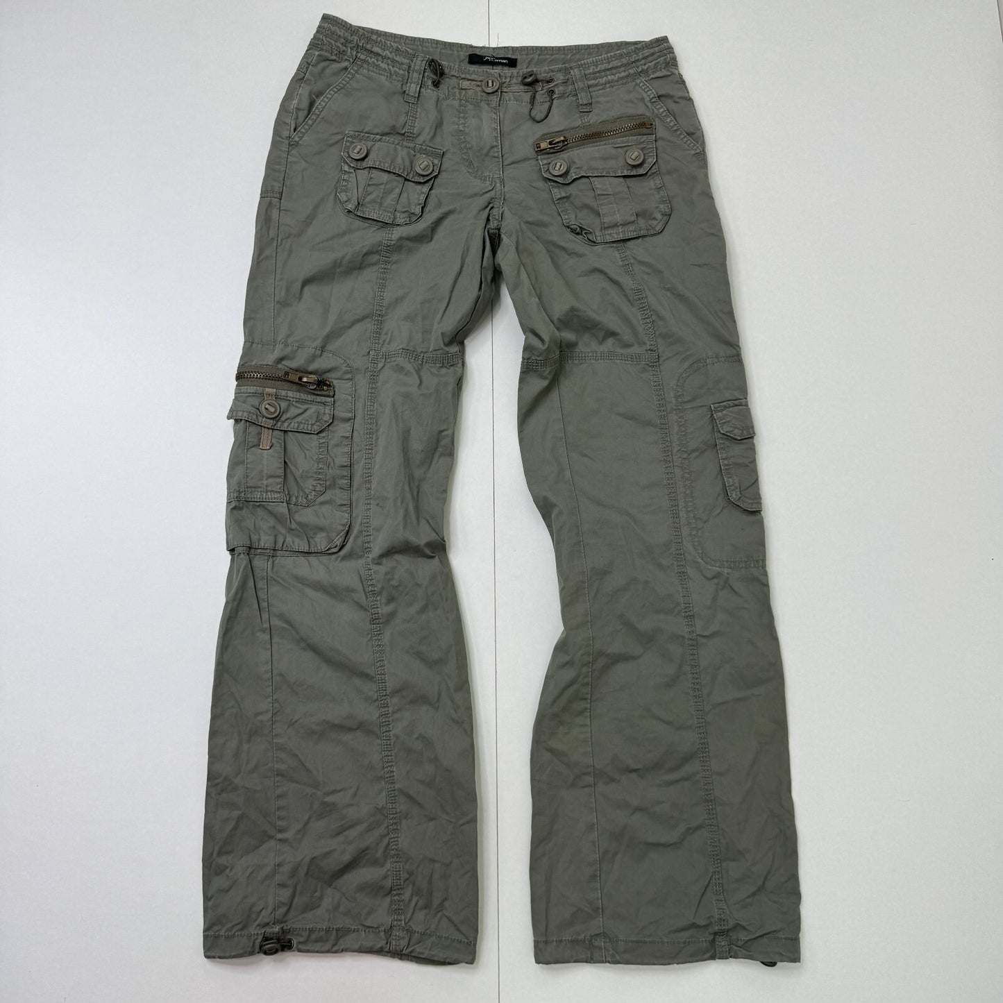 Y2K vintage Jane Norman cargo trousers low rise utility baggy khaki pockets