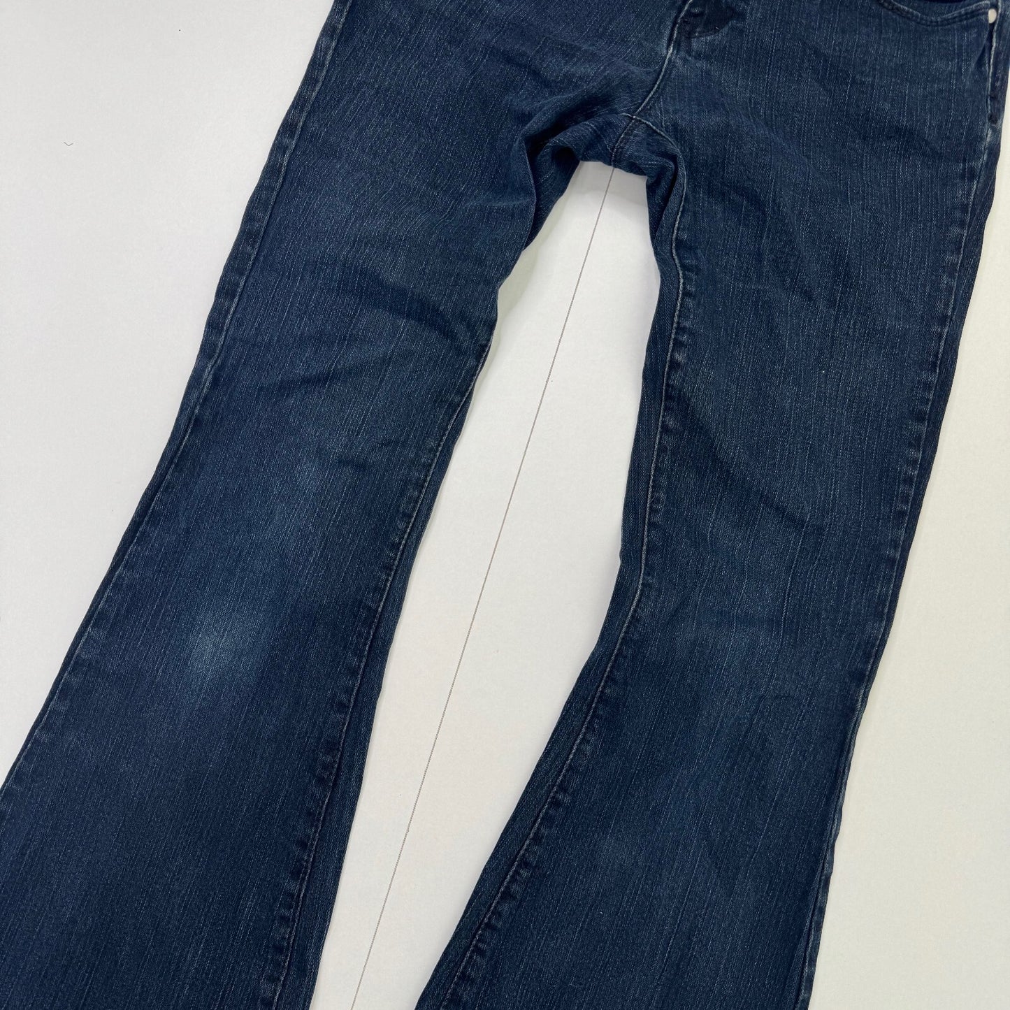 Y2K vintage bootcut denim jeans low rise stretchy dark blue wash flare
