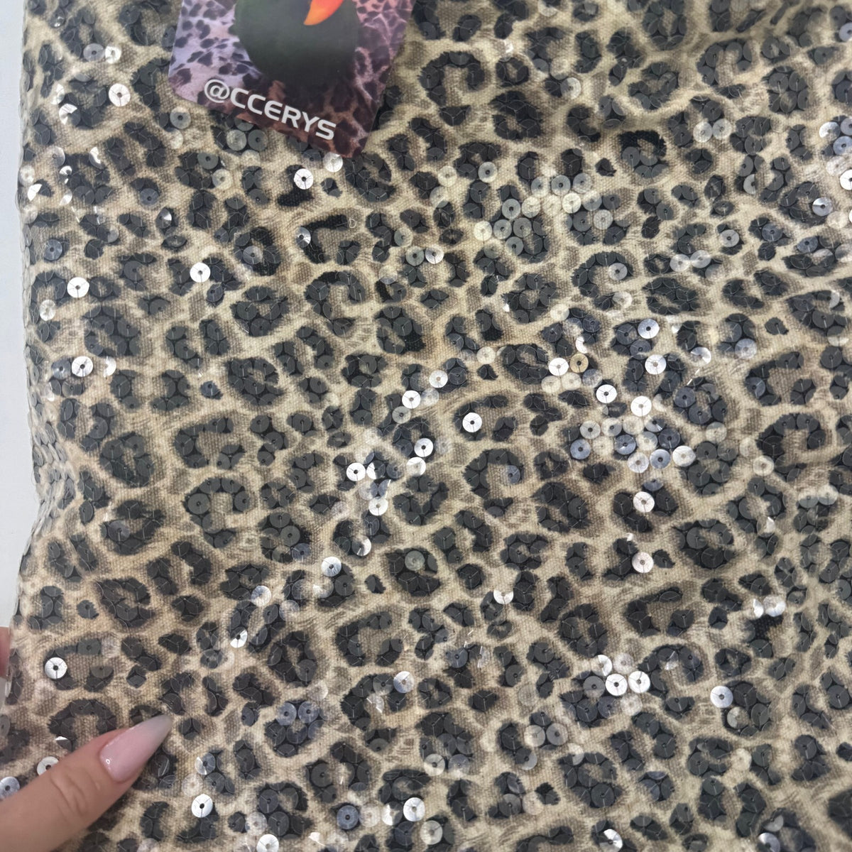 Y2K vintage shoulder bag large tote sequin leopard print boho embellished slouch