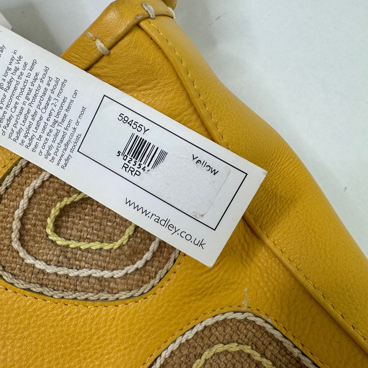 Radley Mustard Yellow Genuine Leather Embroidered Detail Handbag Shoulder Bag