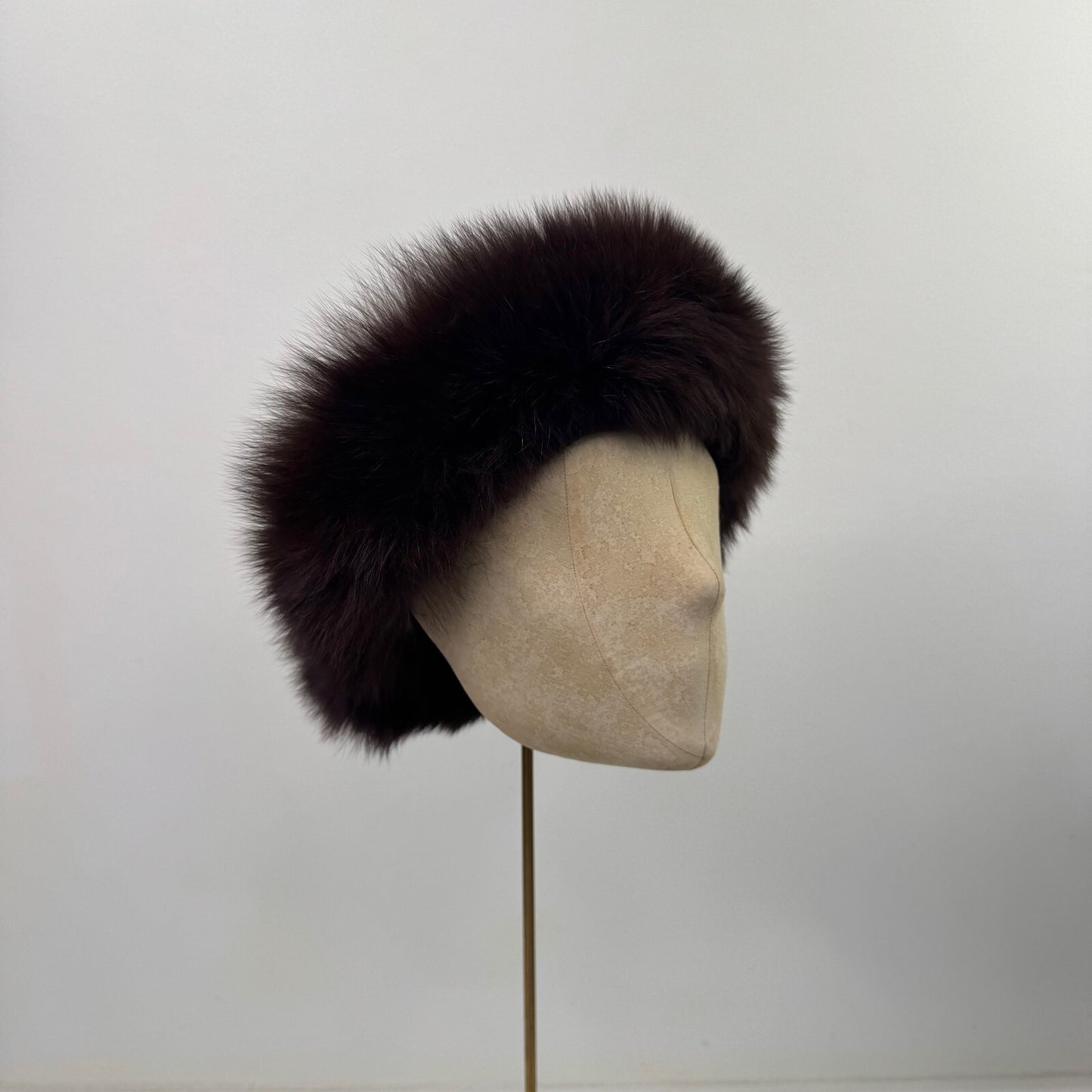Y2K vintage genuine fur headband brown fluffy winter