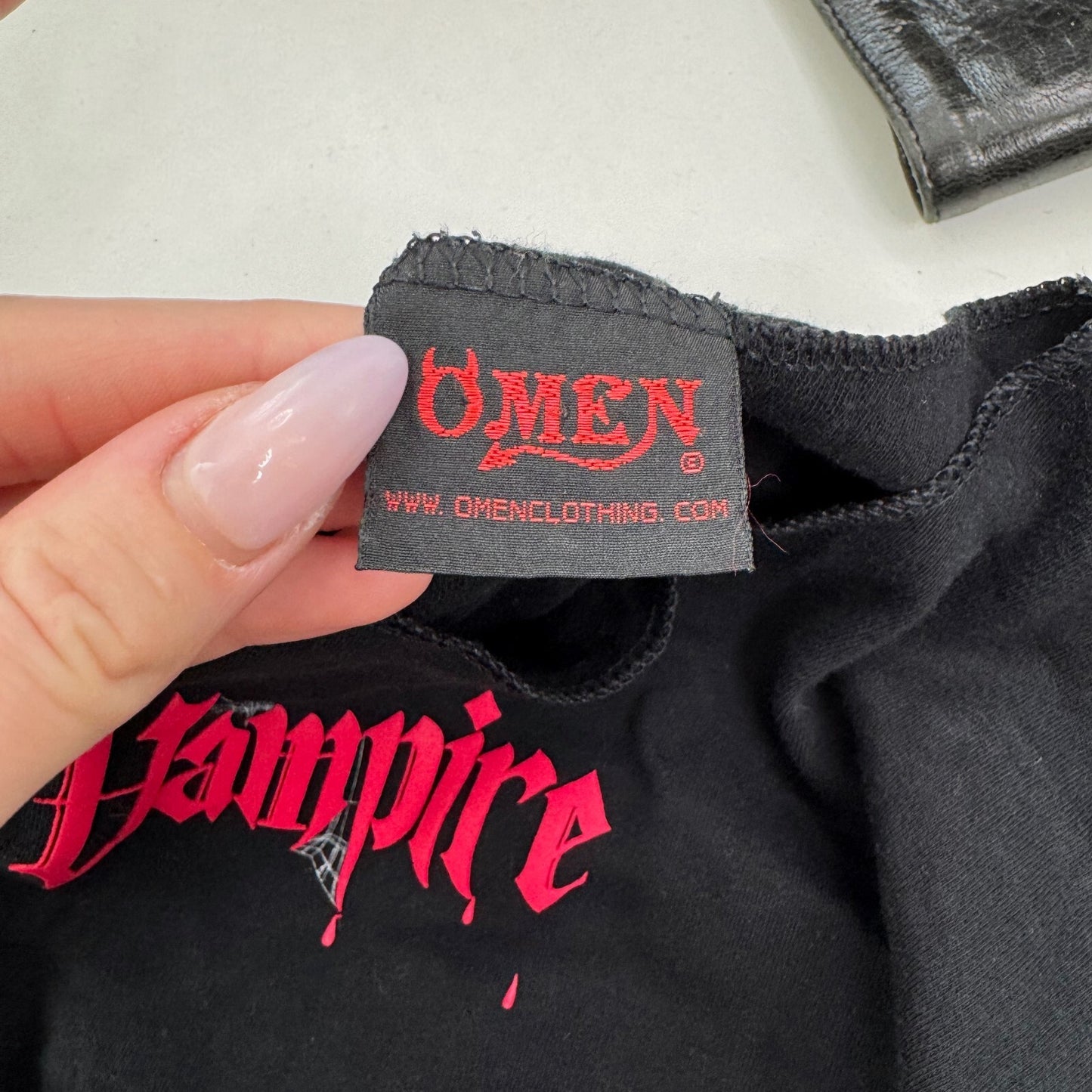Vintage Omen long sleeve top vampire spider web print rare