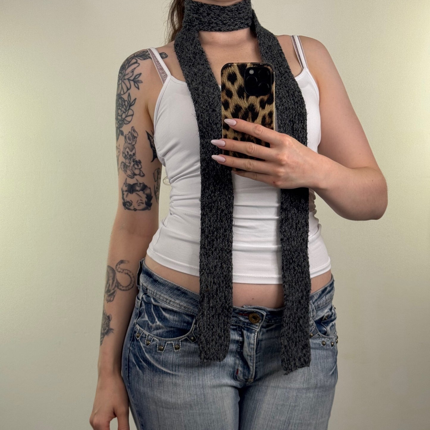Y2K vintage scarf knit skinny thin chunky