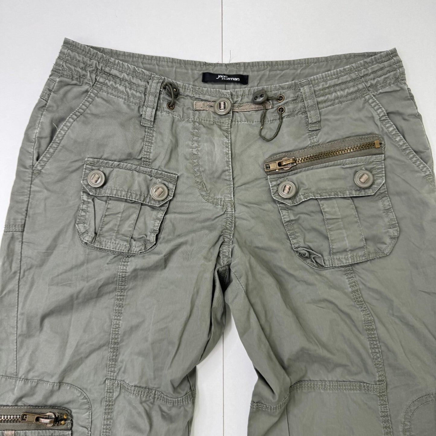 Y2K vintage Jane Norman cargo trousers low rise utility baggy khaki pockets