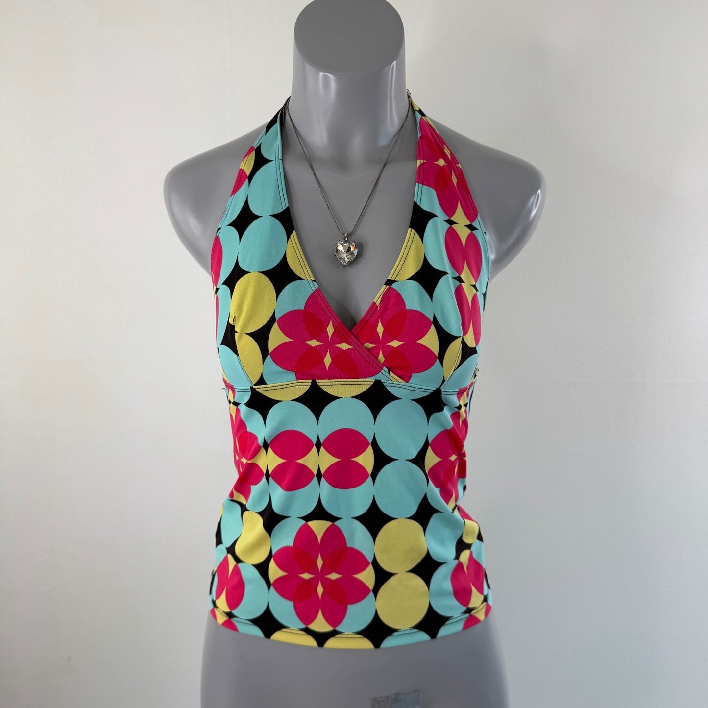 Y2K vintage tankini top halter neck abstract pattern