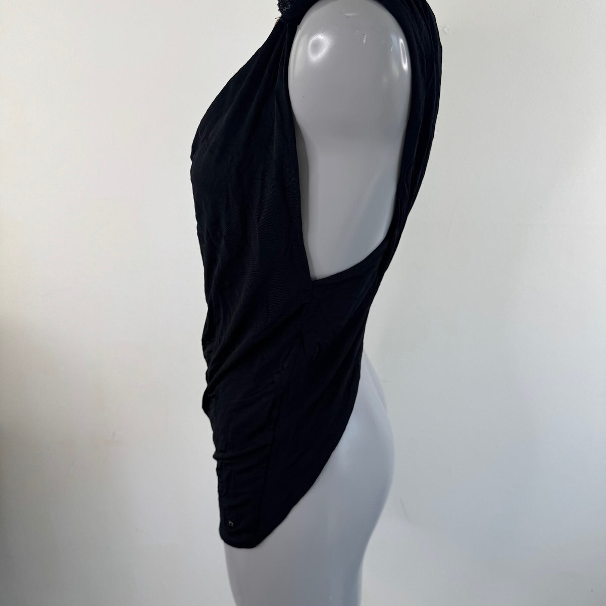 Y2K vintage tank top slinky racer open back sequin archive round neck ruched