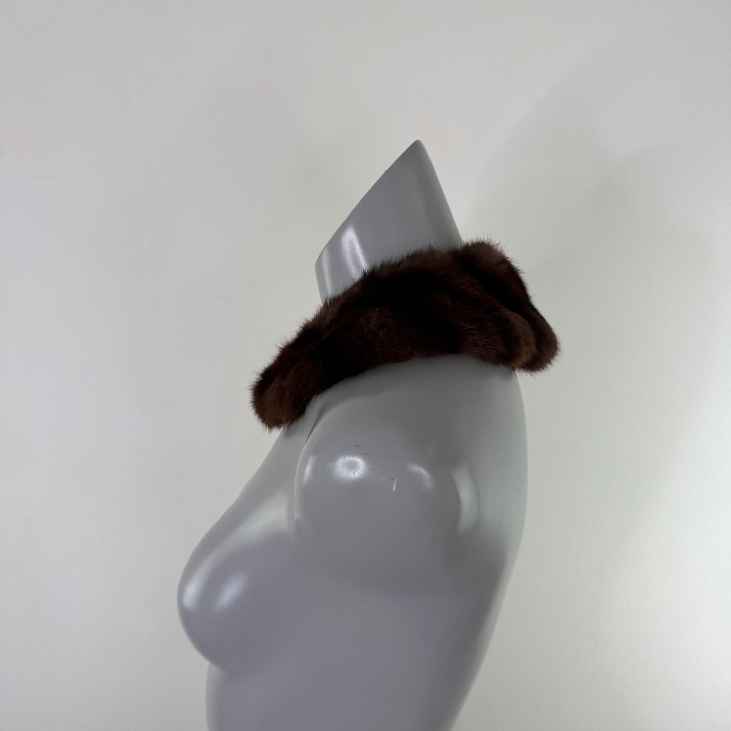 Vintage genuine fur collar trim scarf brown stripe