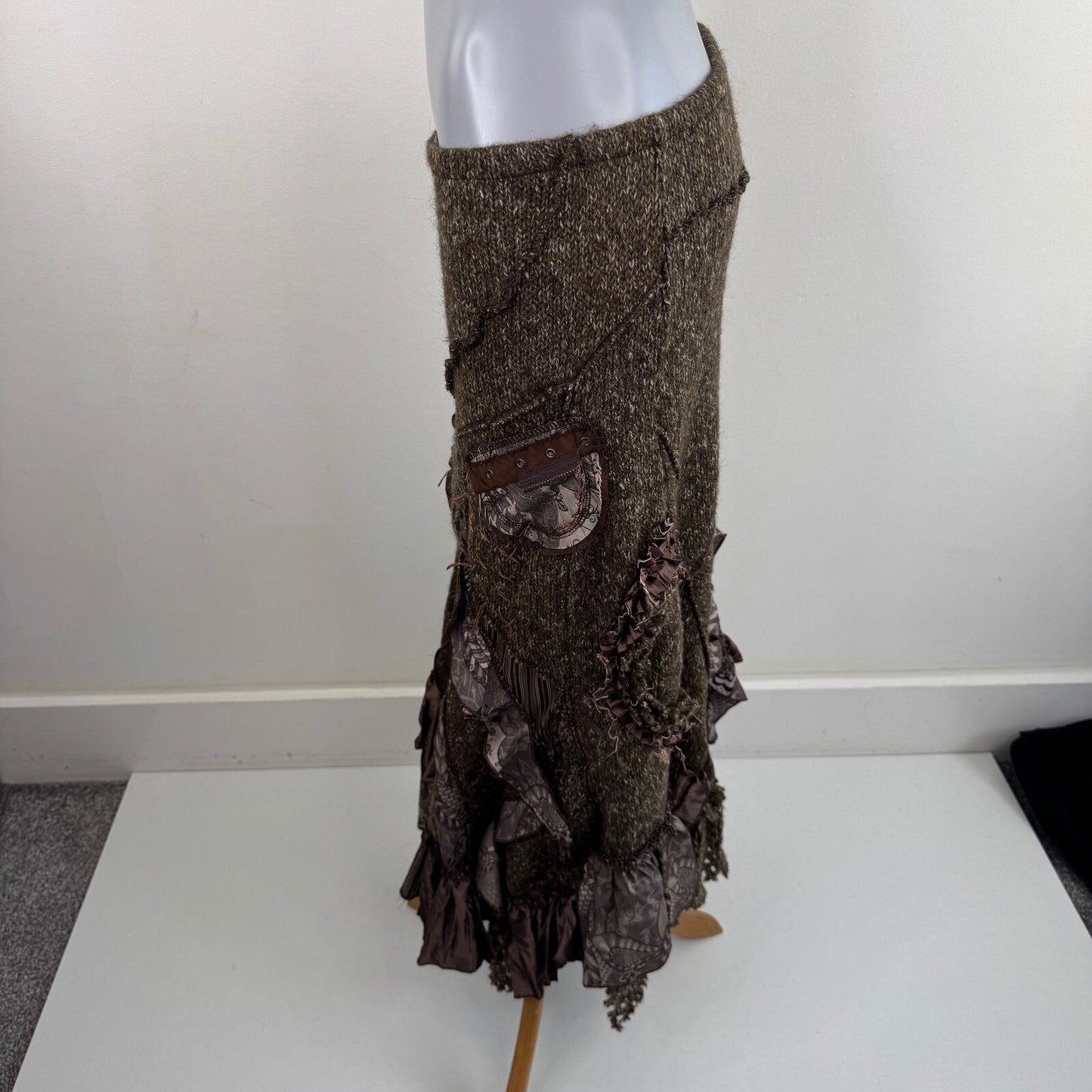 Y2K vintage Juju & Christine maxi skirt patchwork boho fairy wool knit blend