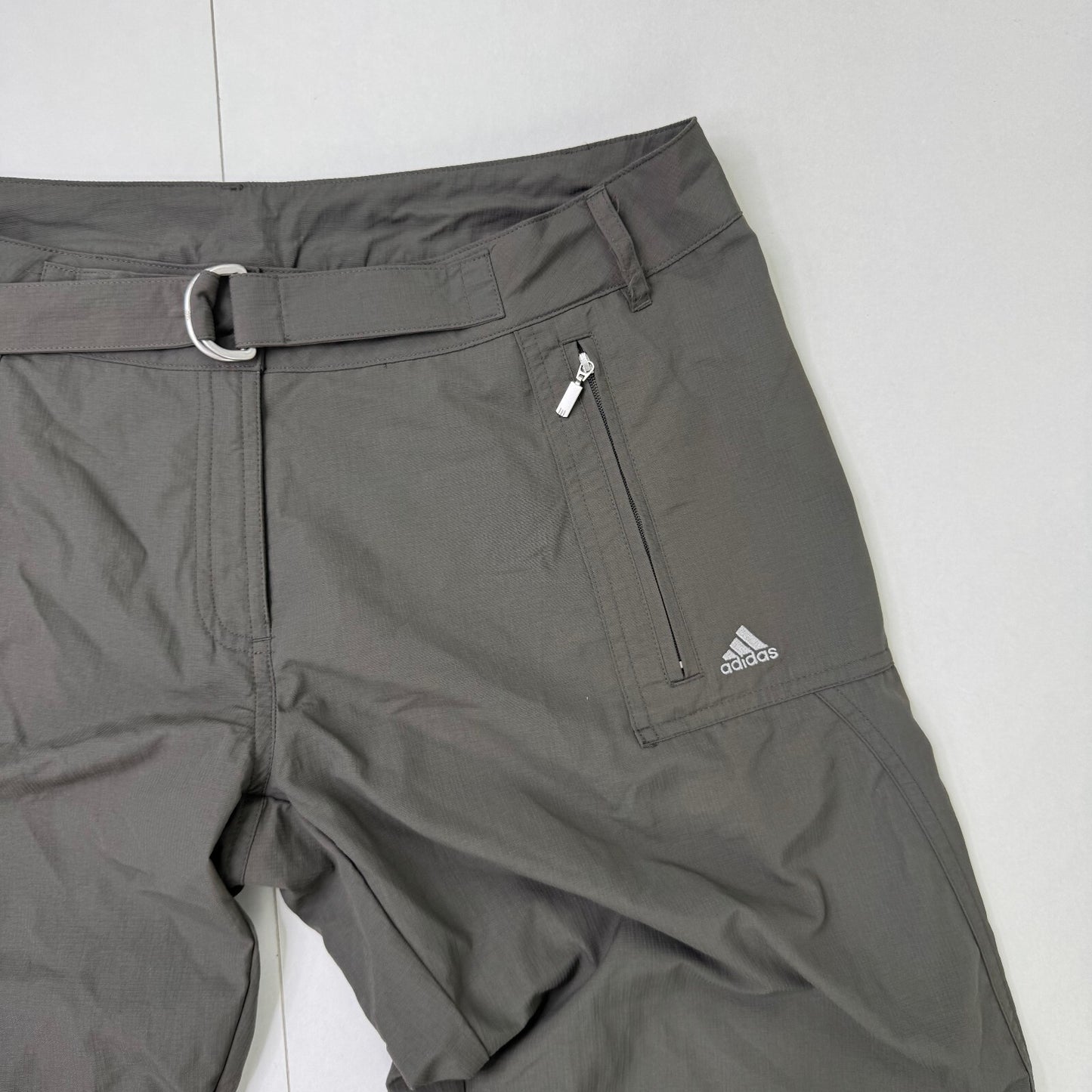 Y2K vintage Adidas capri joggers tracksuit bottoms utility khaki cropped