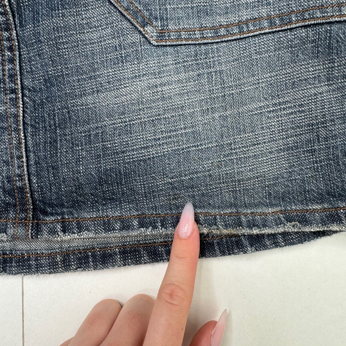 Y2K vintage mini skirt dark faded wash denim stretchy cargo pockets
