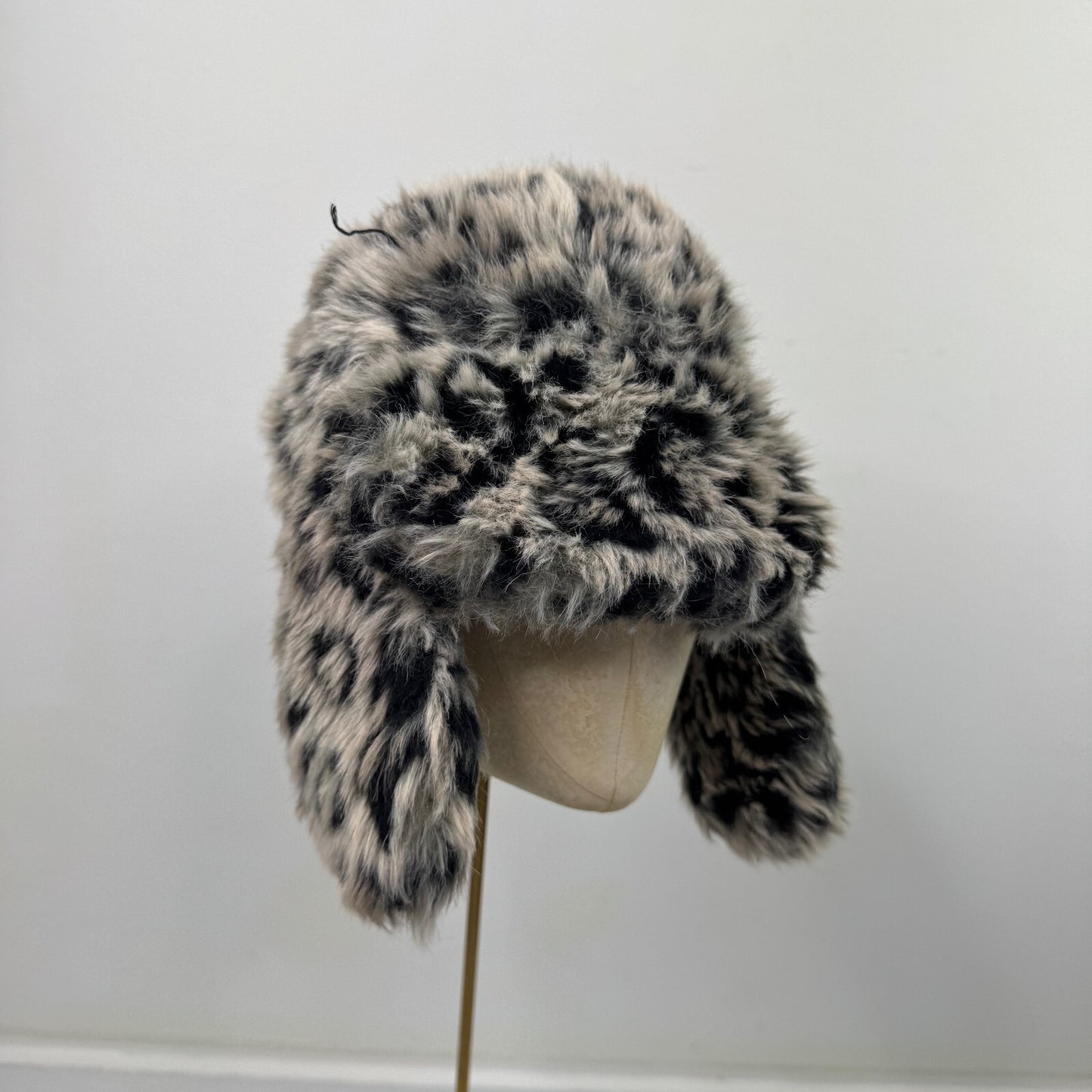 Y2K vintage trapper hat leopard print faux fur