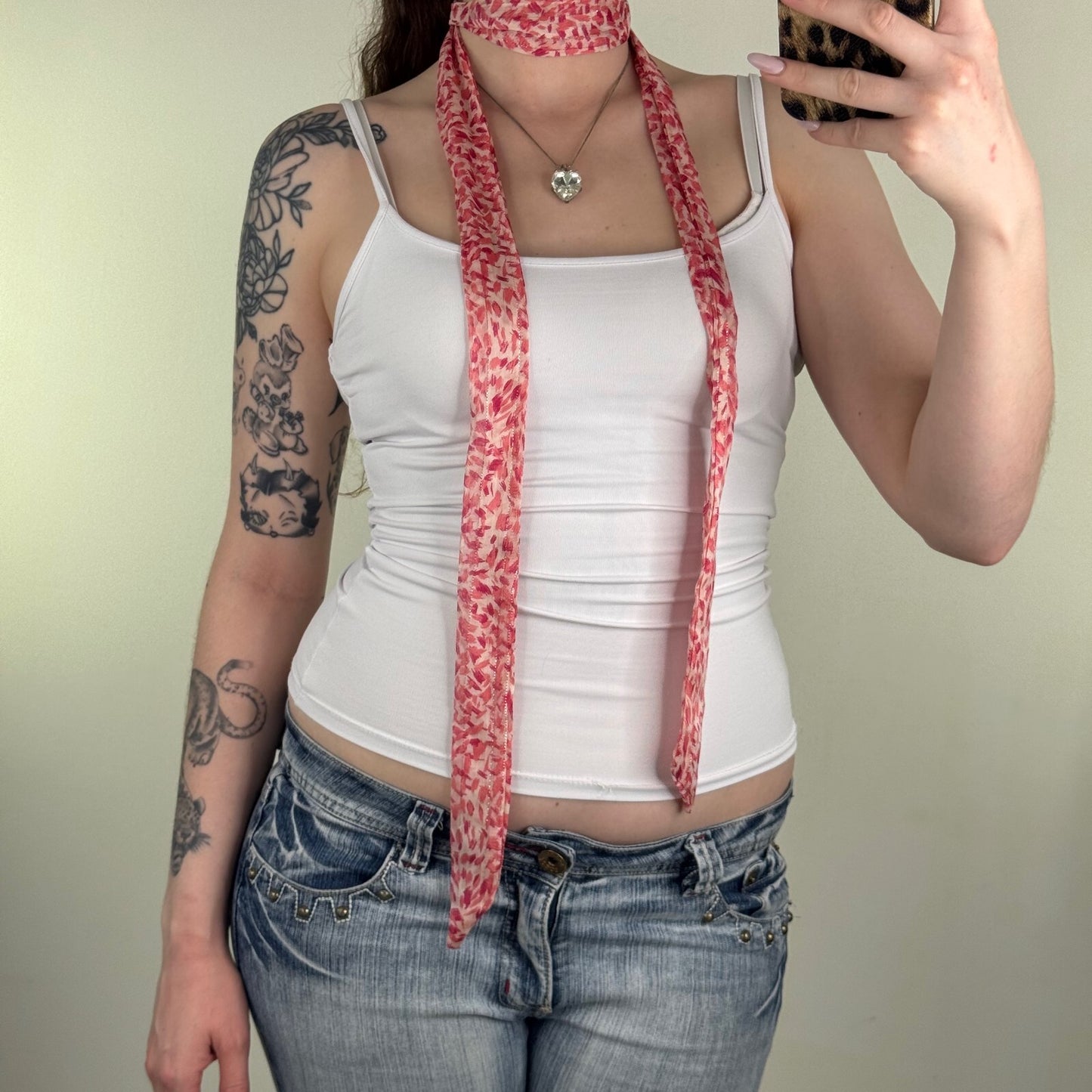 Y2K vintage scarf skinny thin sparkly pattern pink